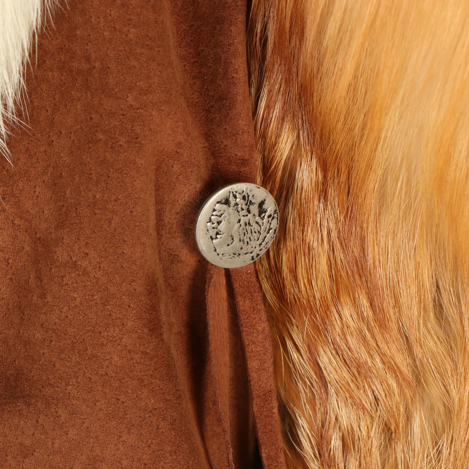 Red and White Fox Fur Western Style Vest from Elan Furs