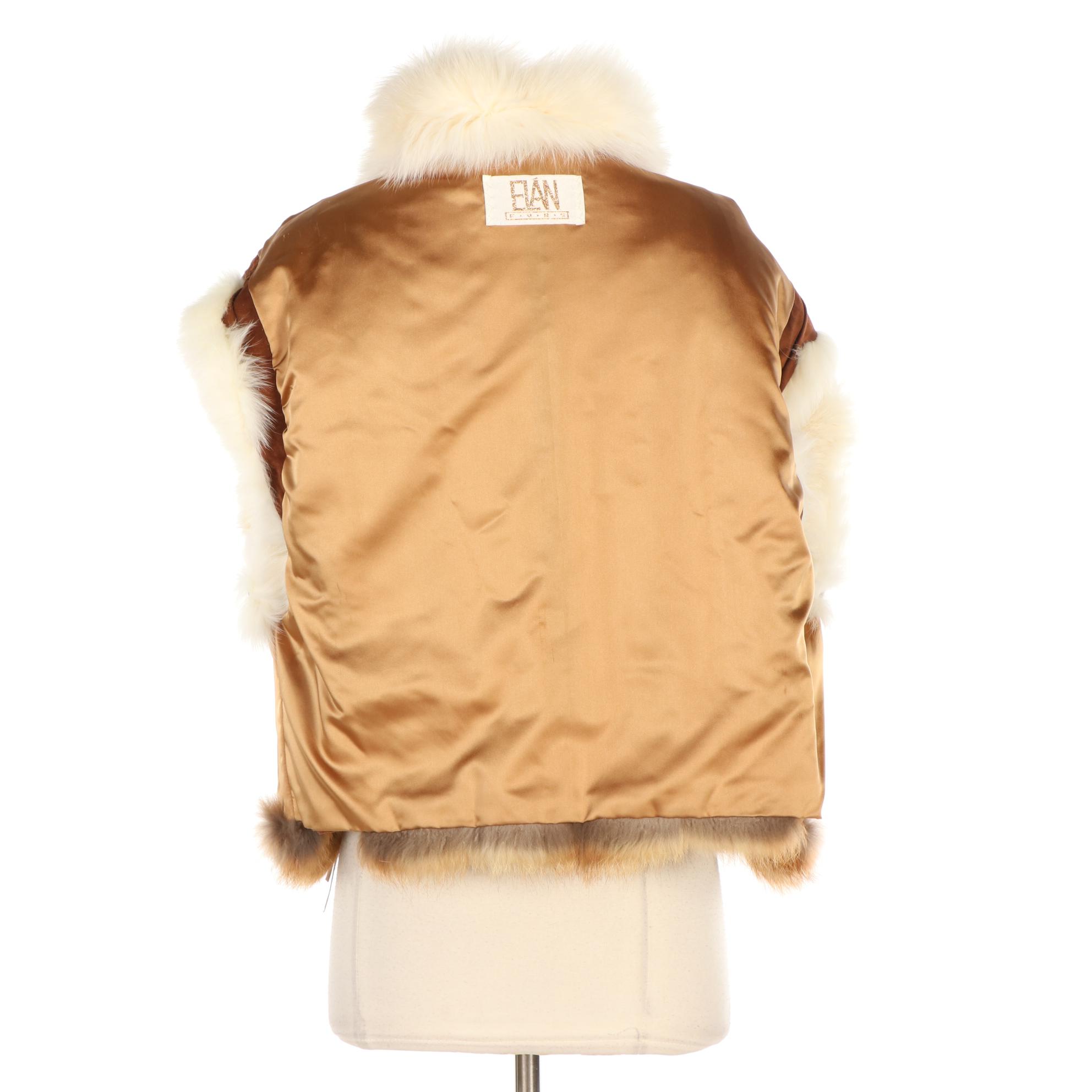 Red and White Fox Fur Western Style Vest from Elan Furs