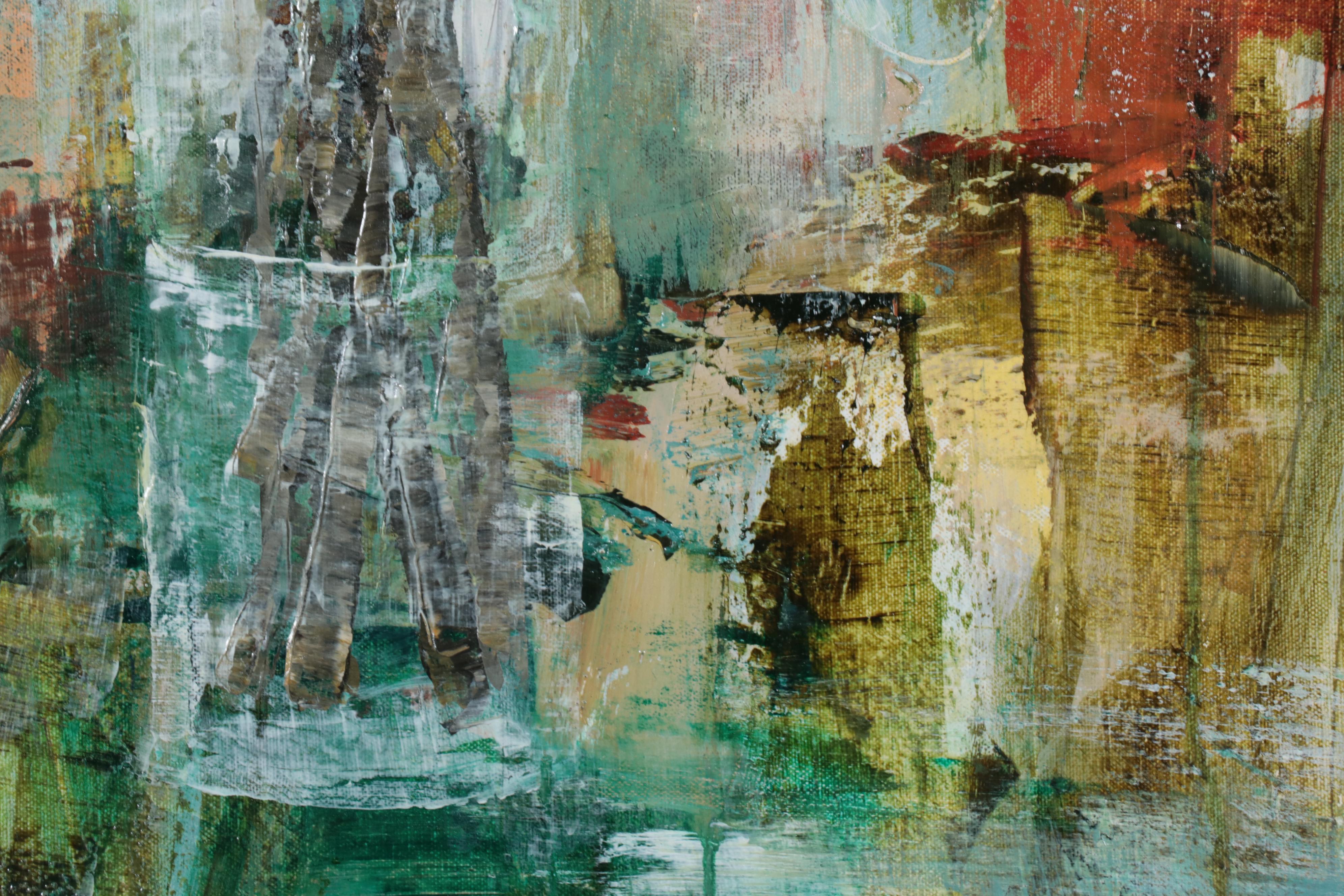 Melissa Payne Baker Floral Acrylic Painting "Quince in Blue," 2017