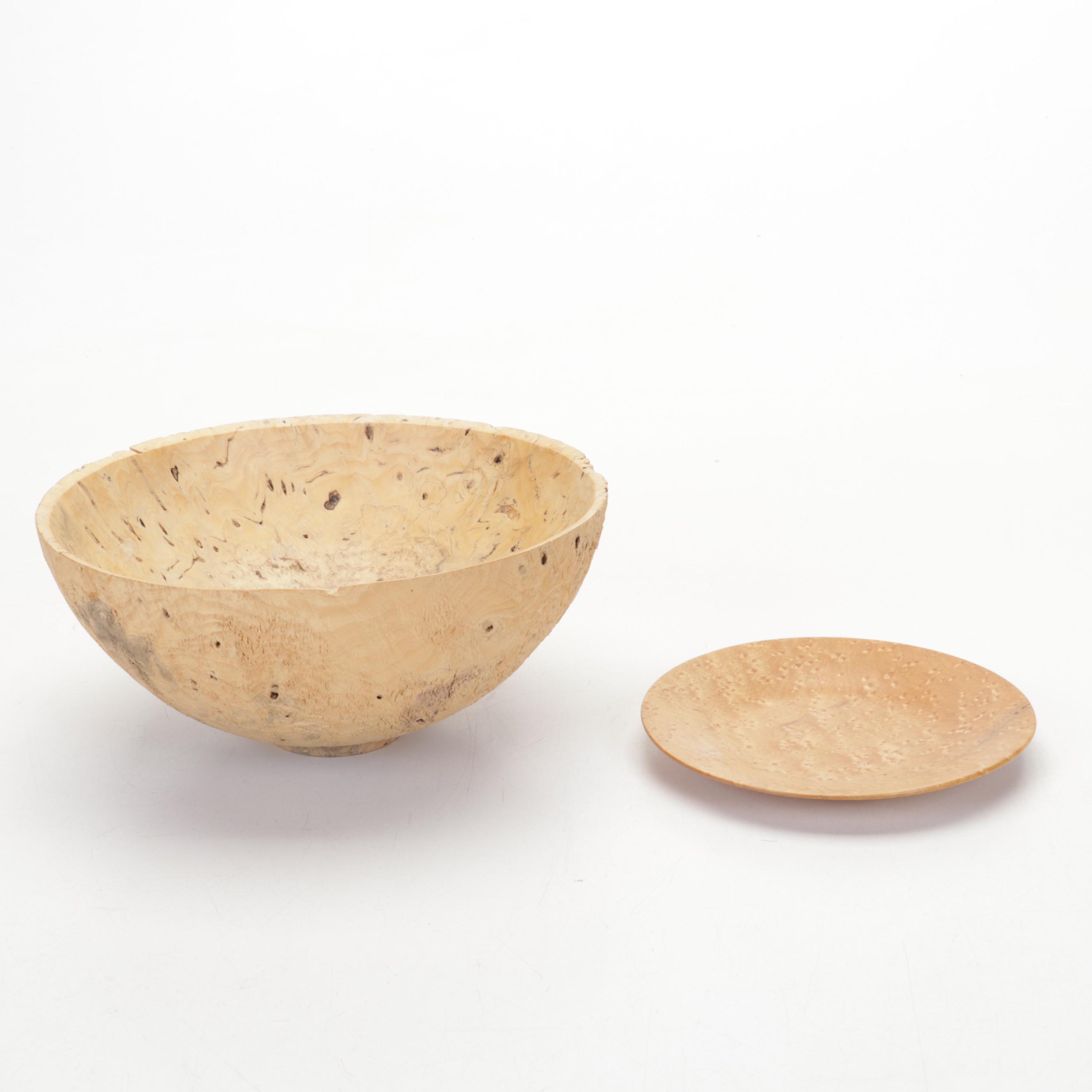 Art Glass Paperweights with Turned and Carved Wood Décor