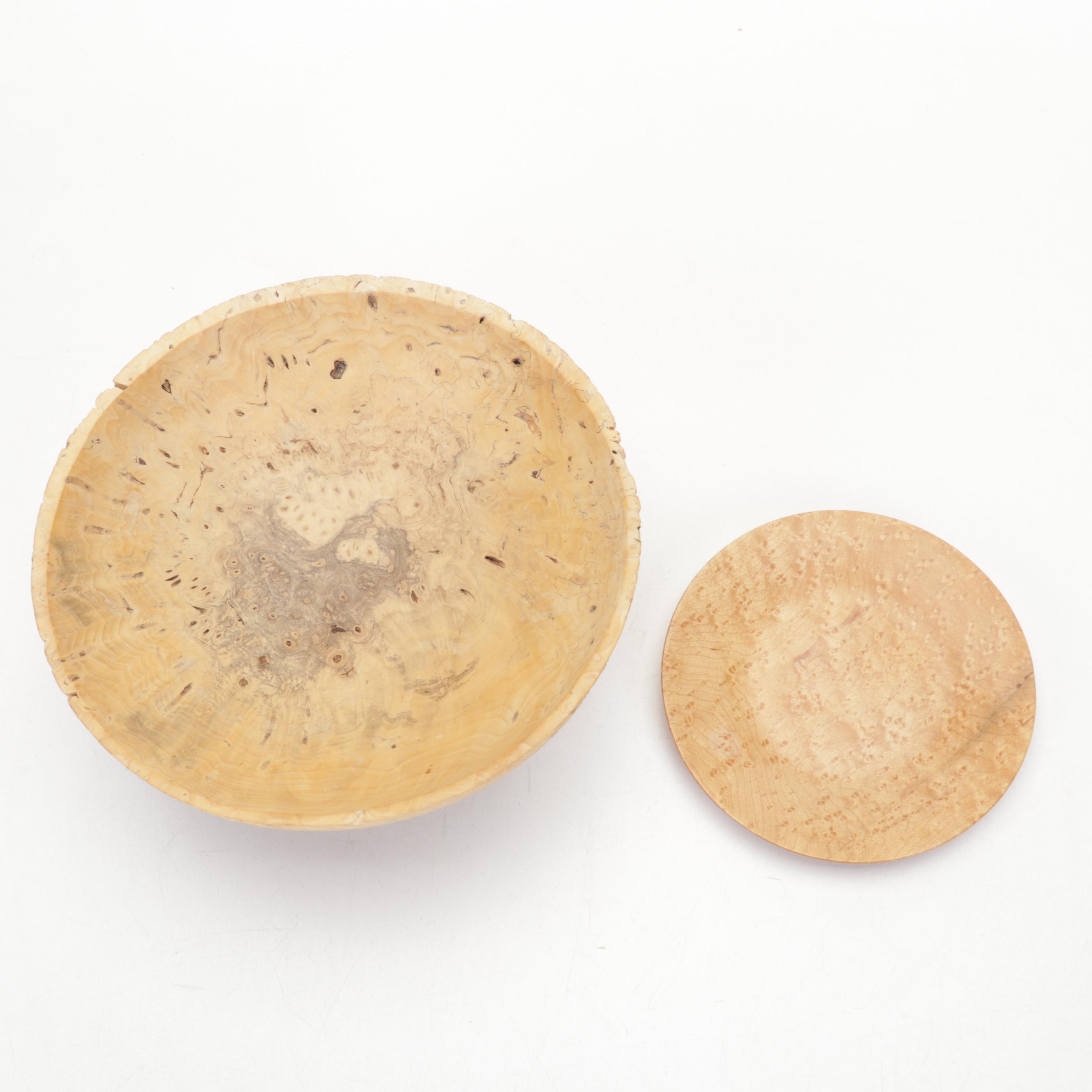 Art Glass Paperweights with Turned and Carved Wood Décor