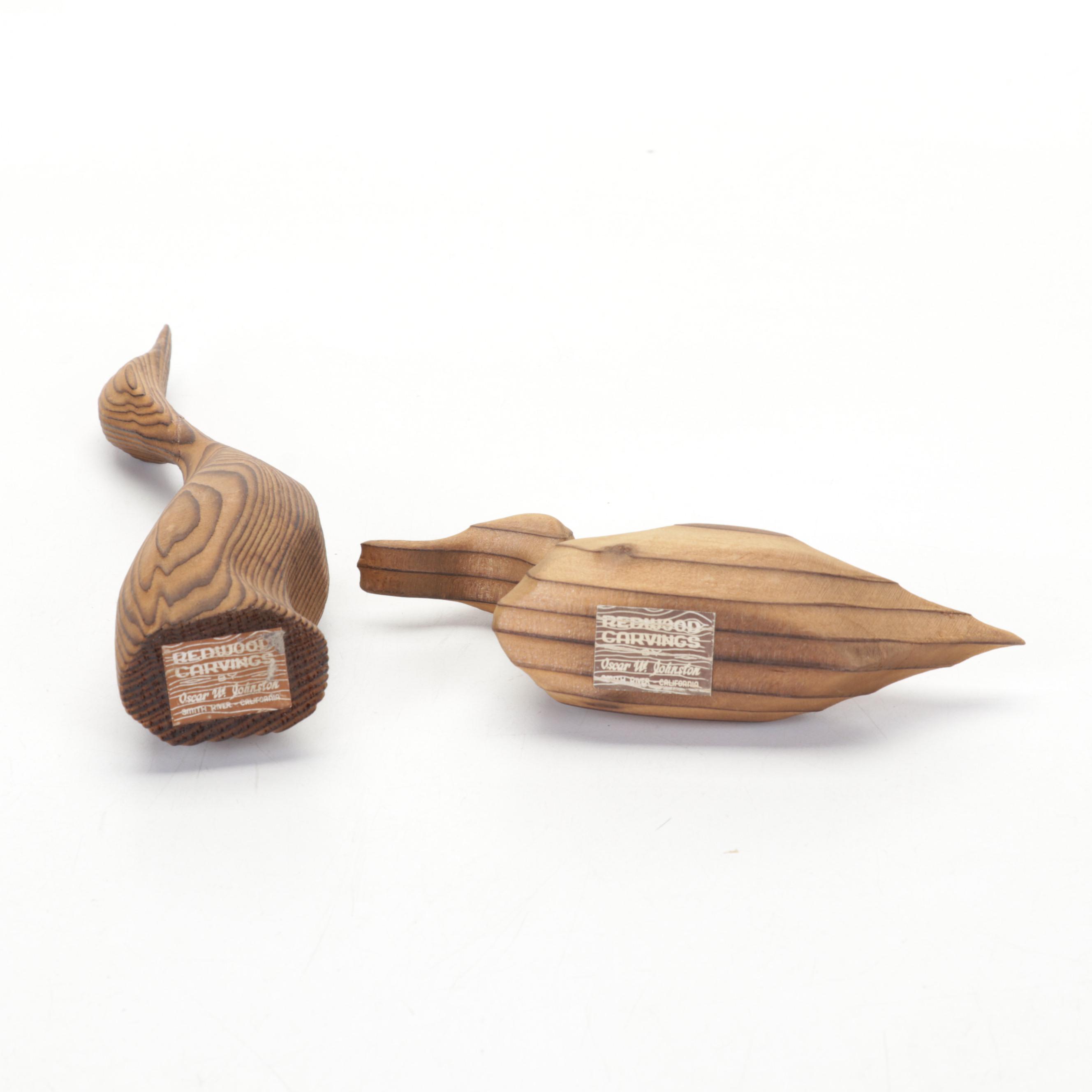 Art Glass Paperweights with Turned and Carved Wood Décor