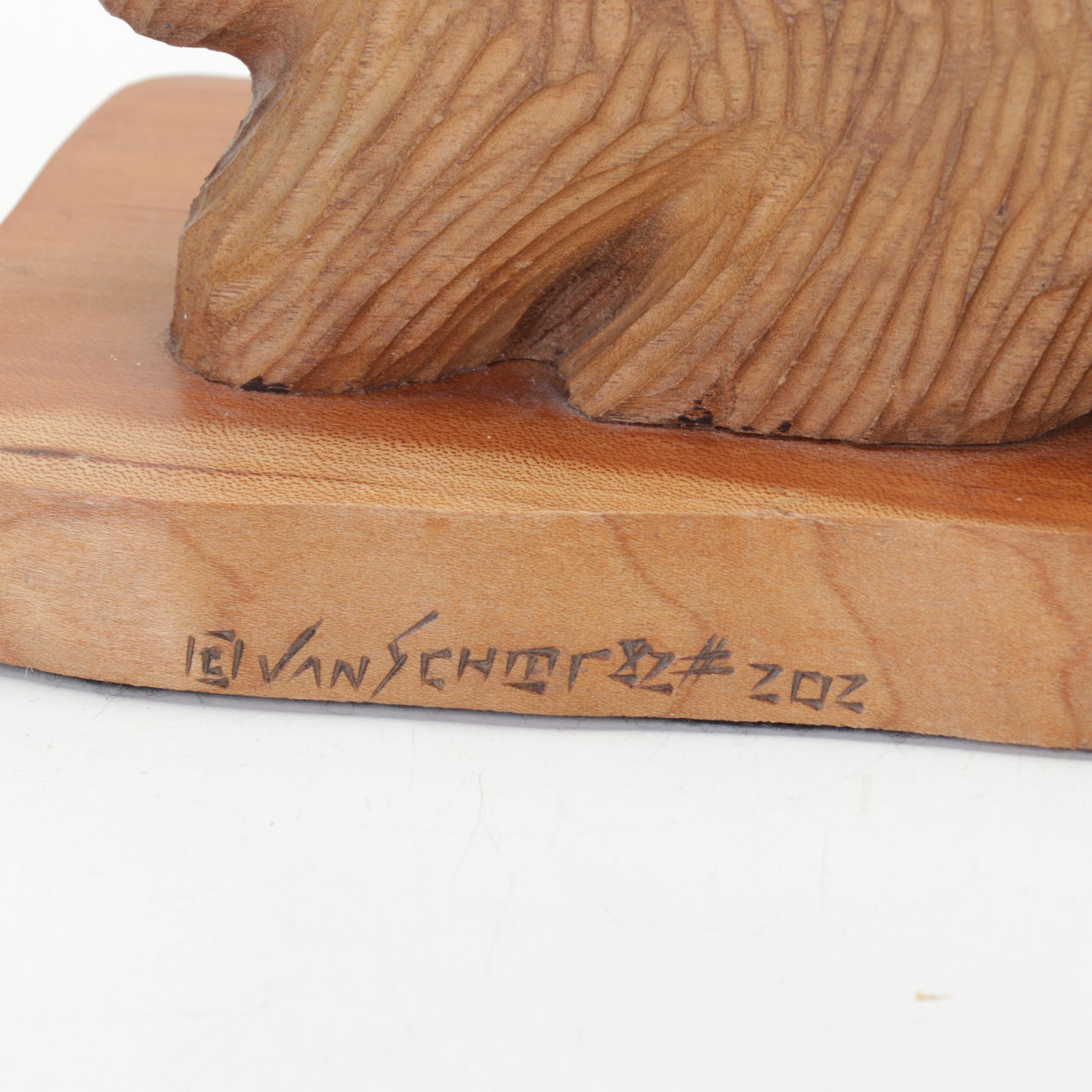 Art Glass Paperweights with Turned and Carved Wood Décor