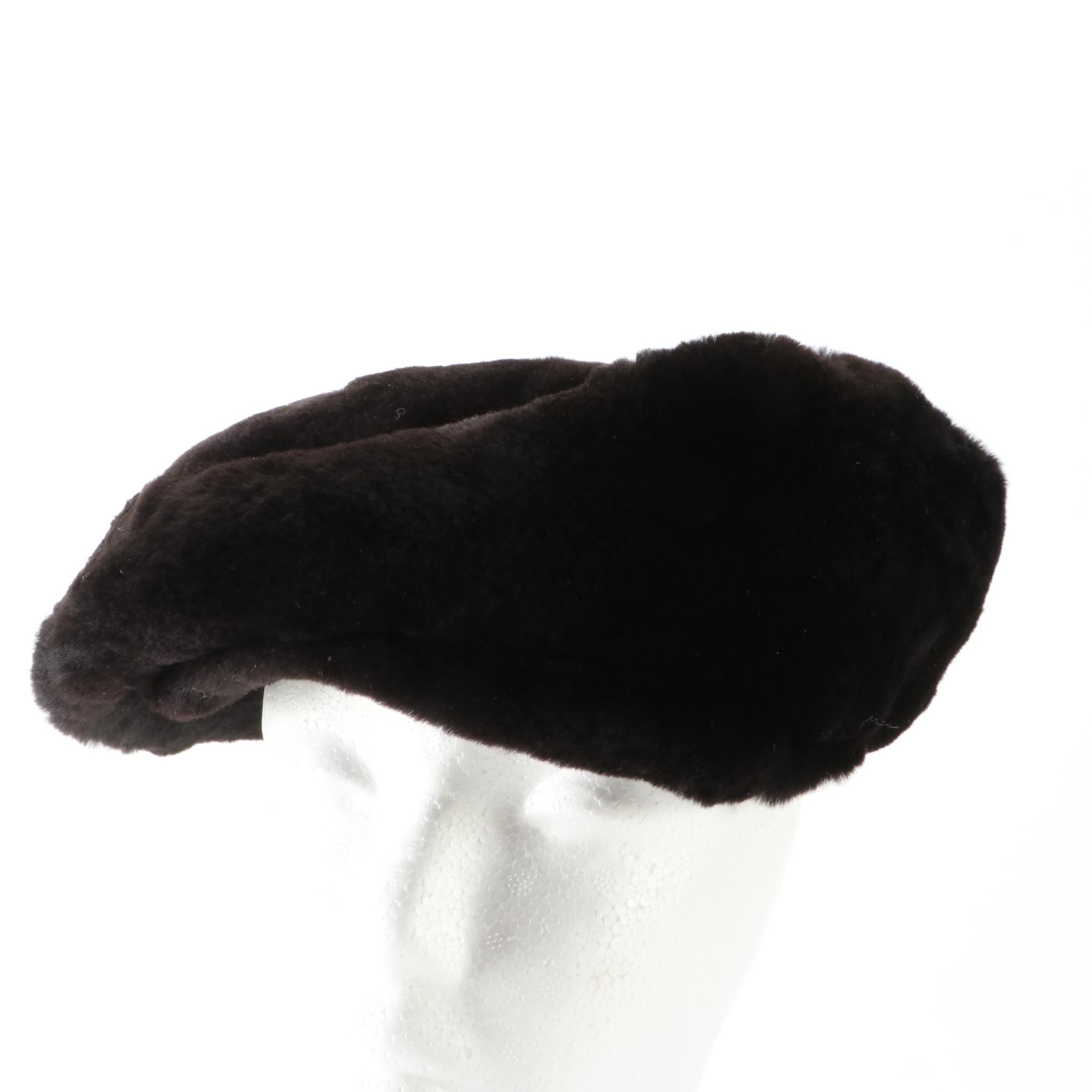 Michael Kates Sheared Beaver Fur Cap and Fox Fur Headband