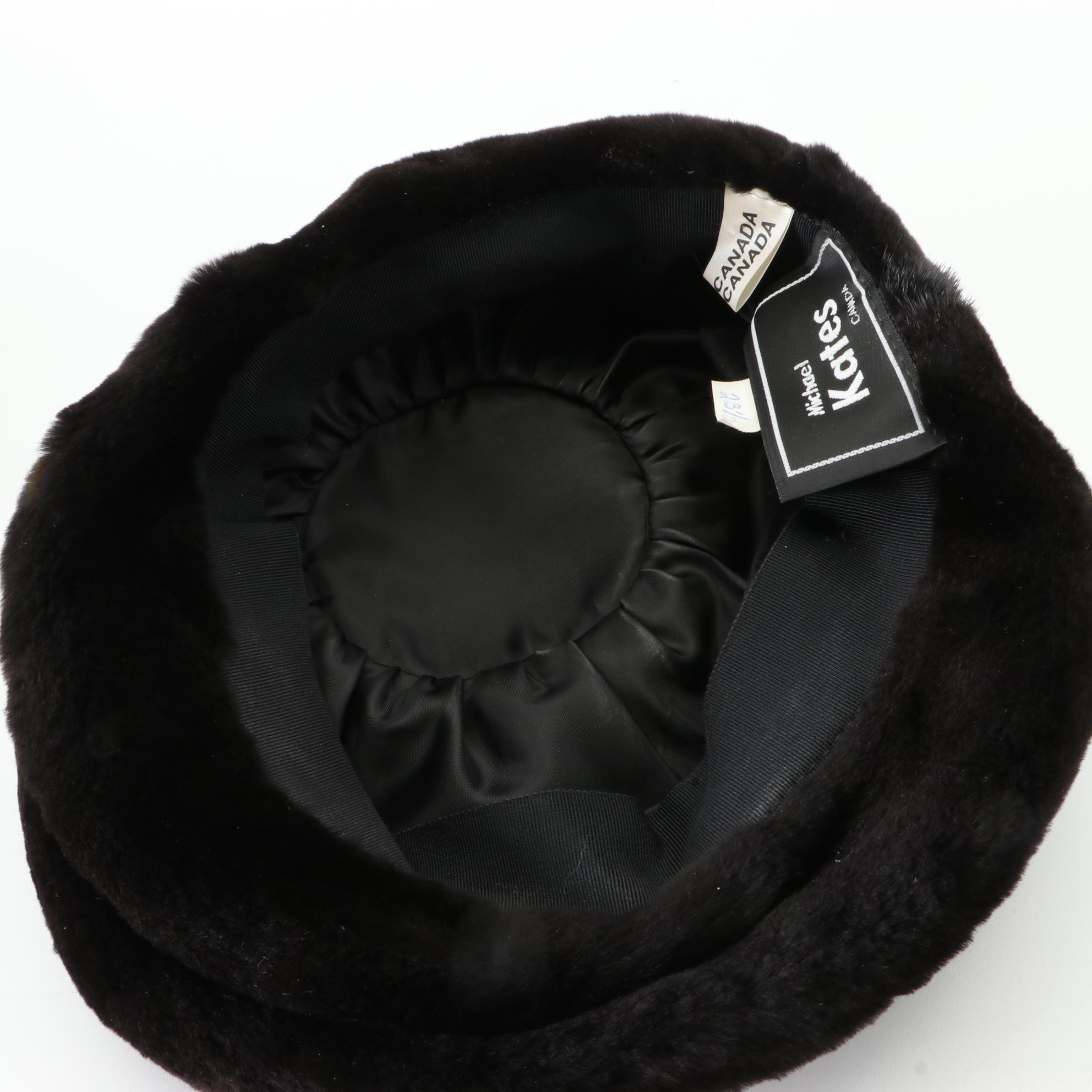 Michael Kates Sheared Beaver Fur Cap and Fox Fur Headband