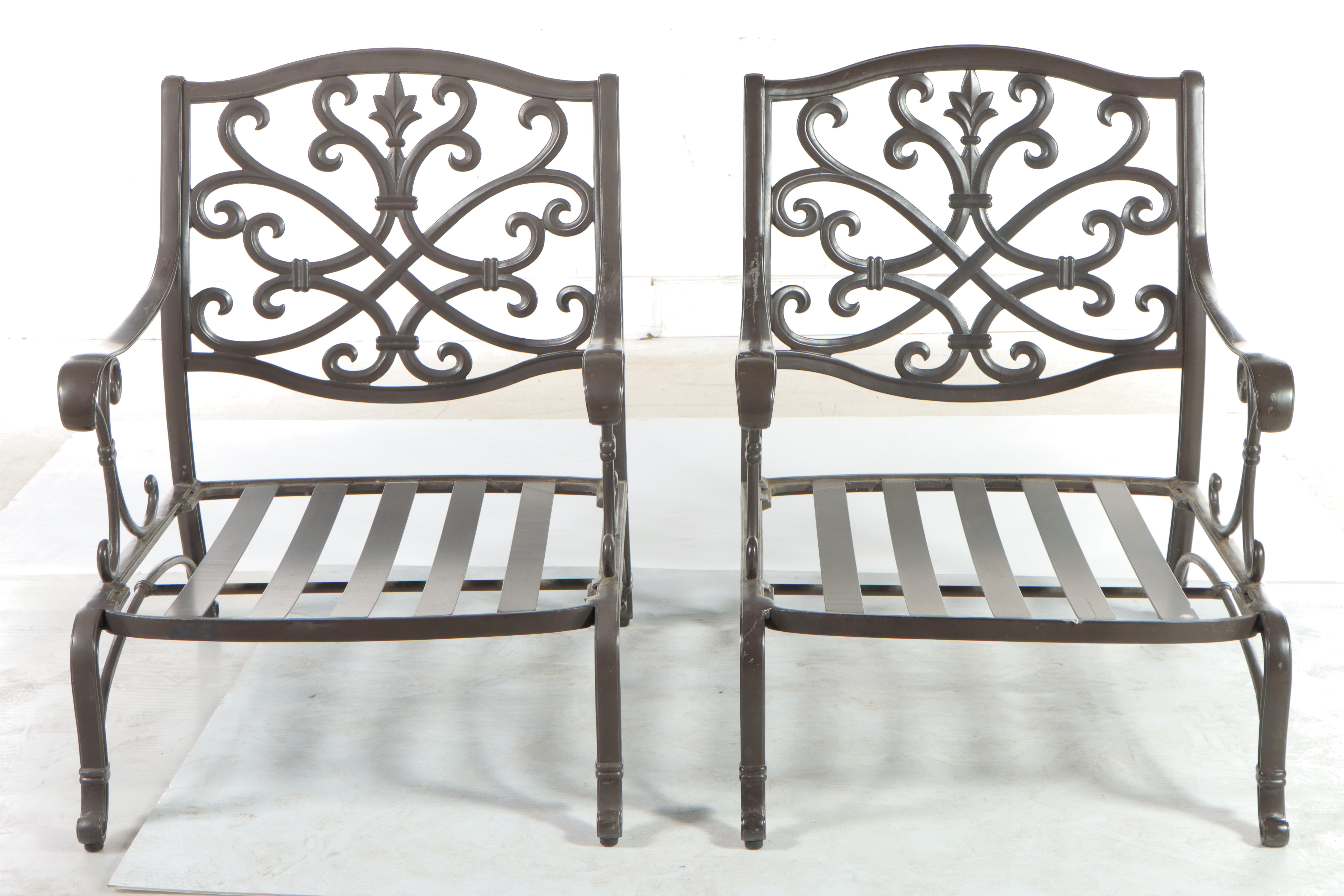 Pair of Frontgate Cast Aluminum Patio Lounge Chairs