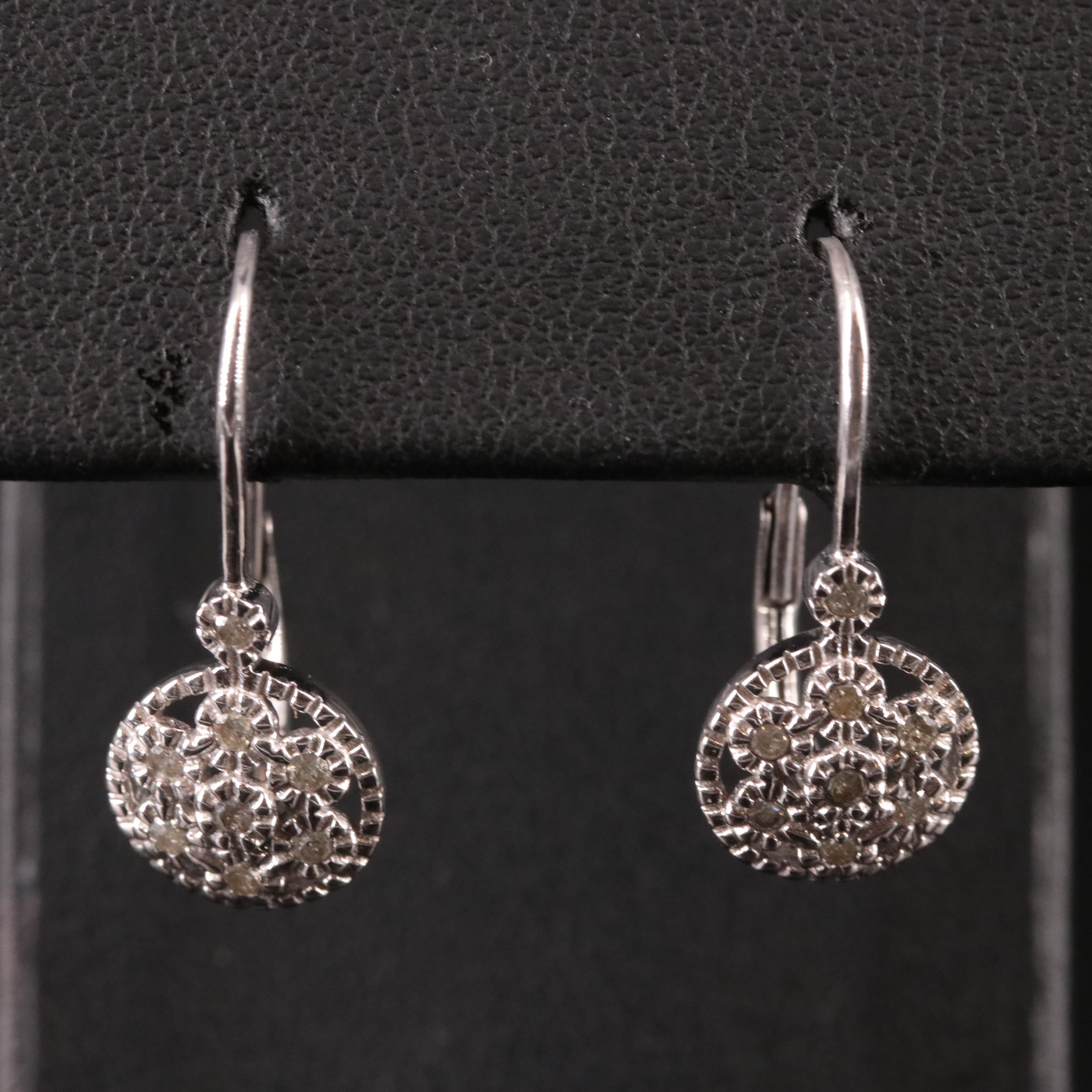 Sterling Diamond Drop Earrings