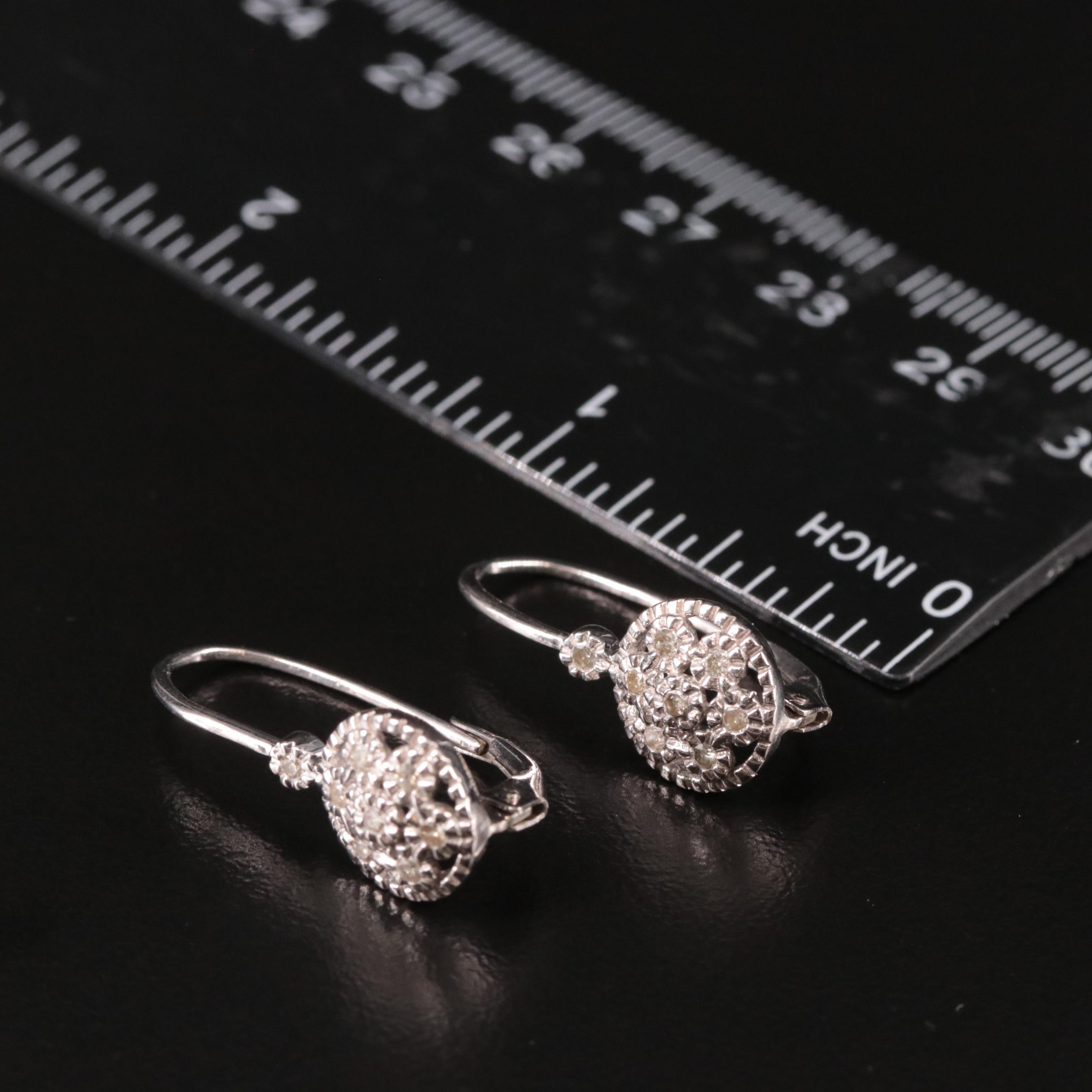 Sterling Diamond Drop Earrings