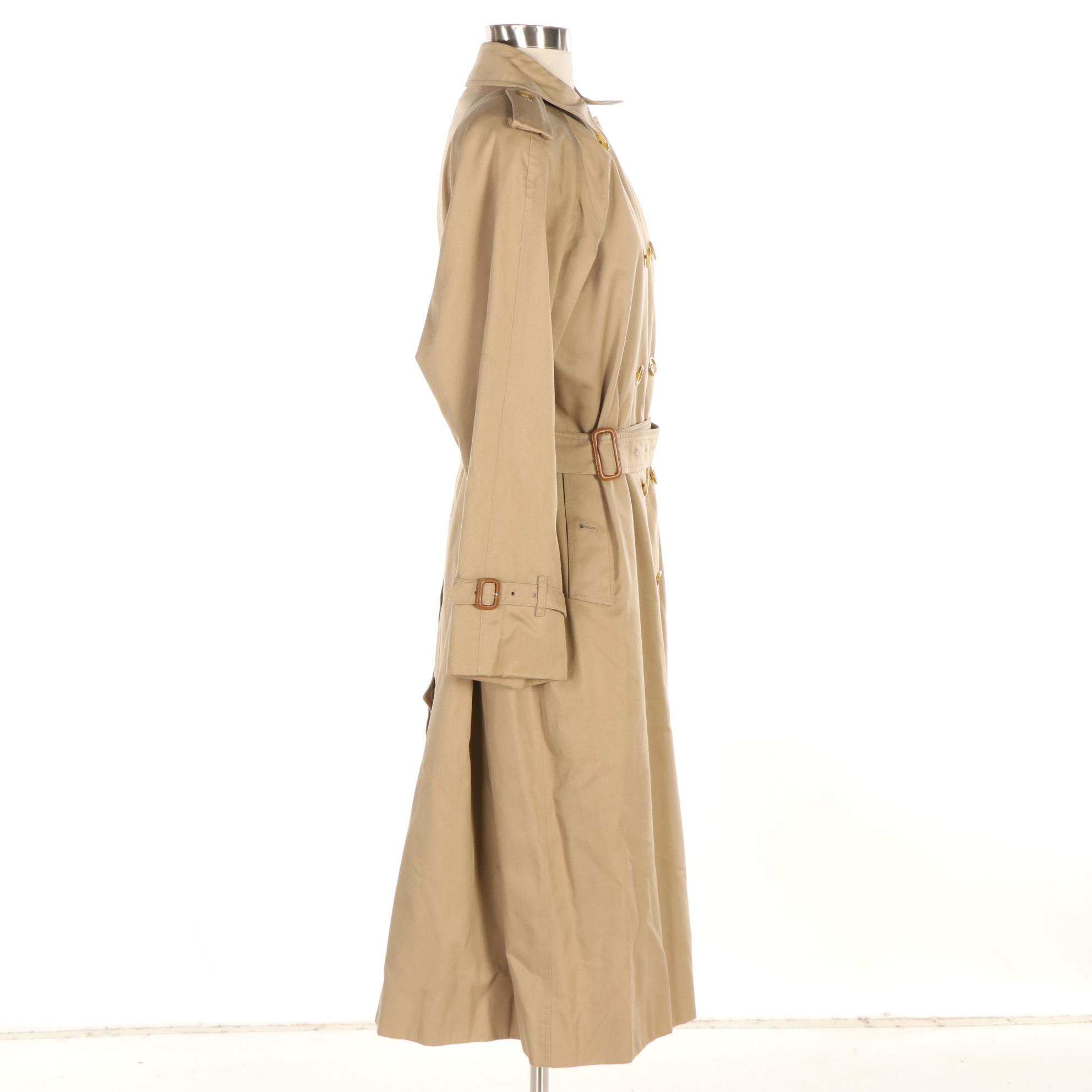 Burberrys Khaki Double-Breasted Trench Coat with Removable Wool Liner