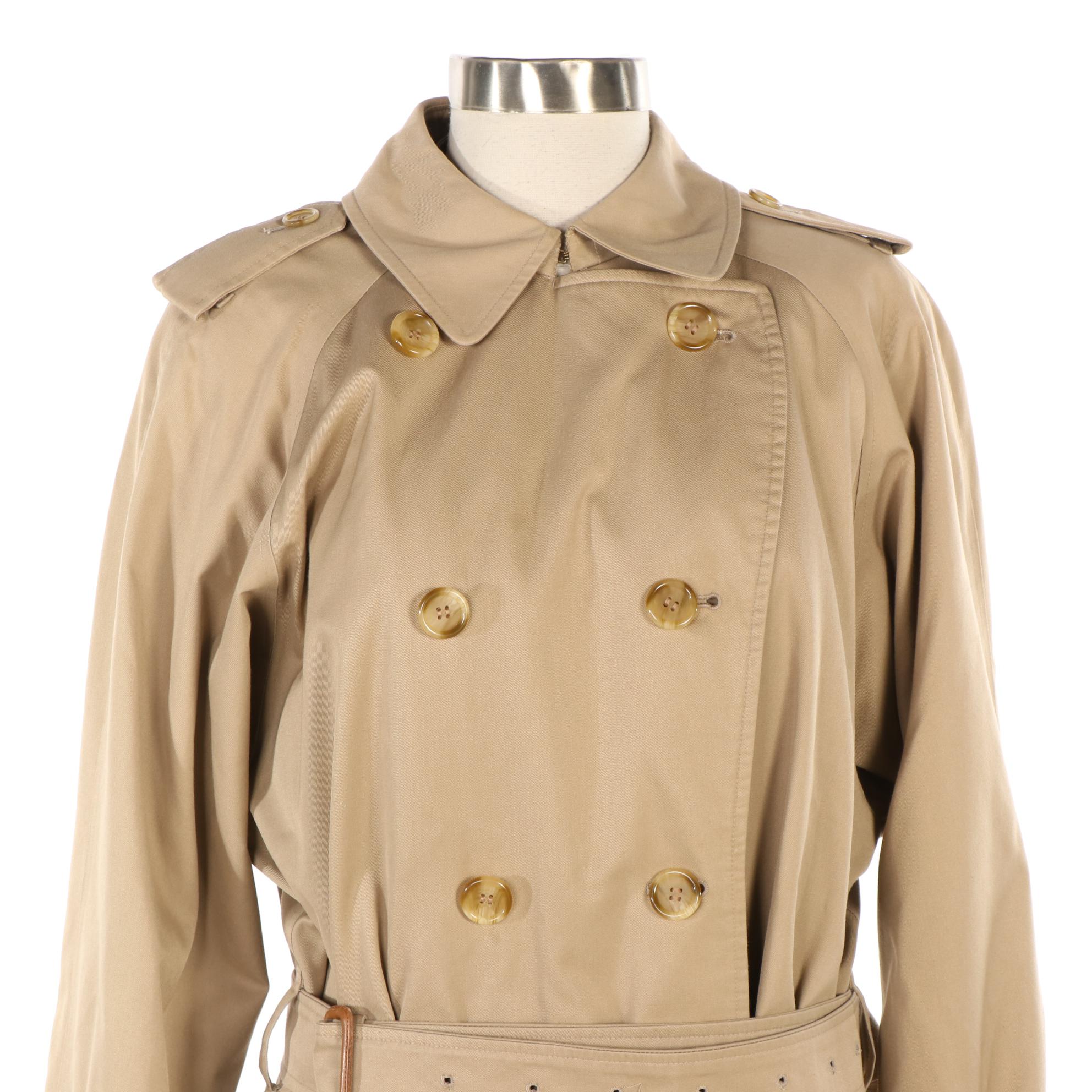 Burberrys Khaki Double-Breasted Trench Coat with Removable Wool Liner
