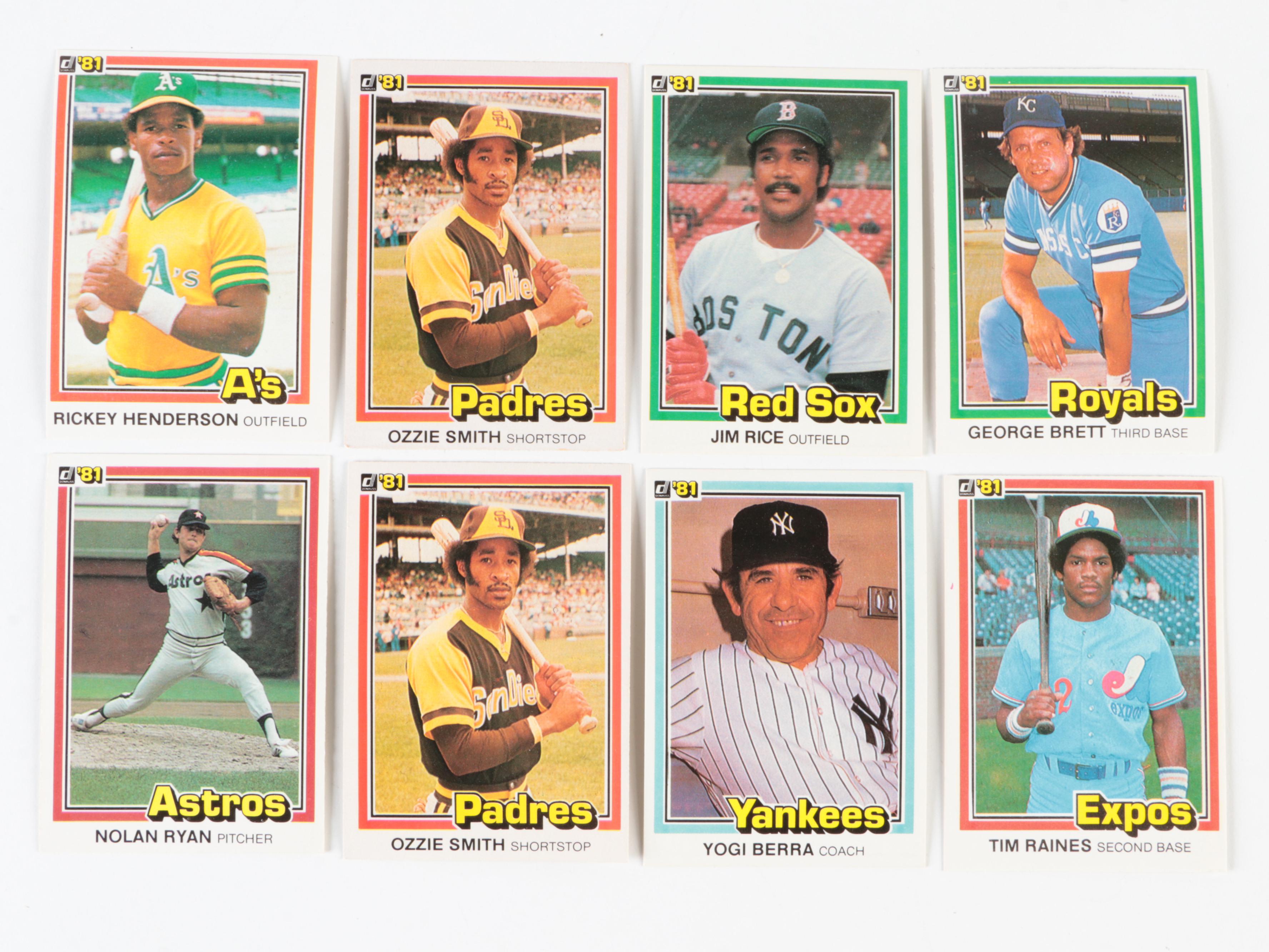 1981 Donruss Baseball Cards Partial Sets with Jenkins, Palmer and More