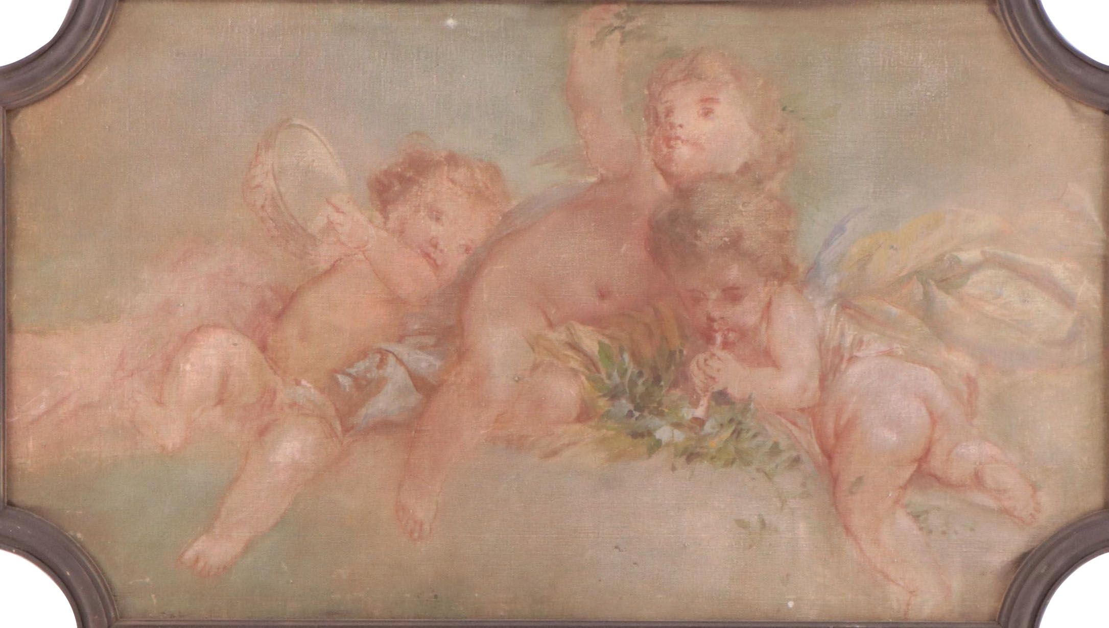Academic Oil Painting of Lounging Putti, Circa 1900