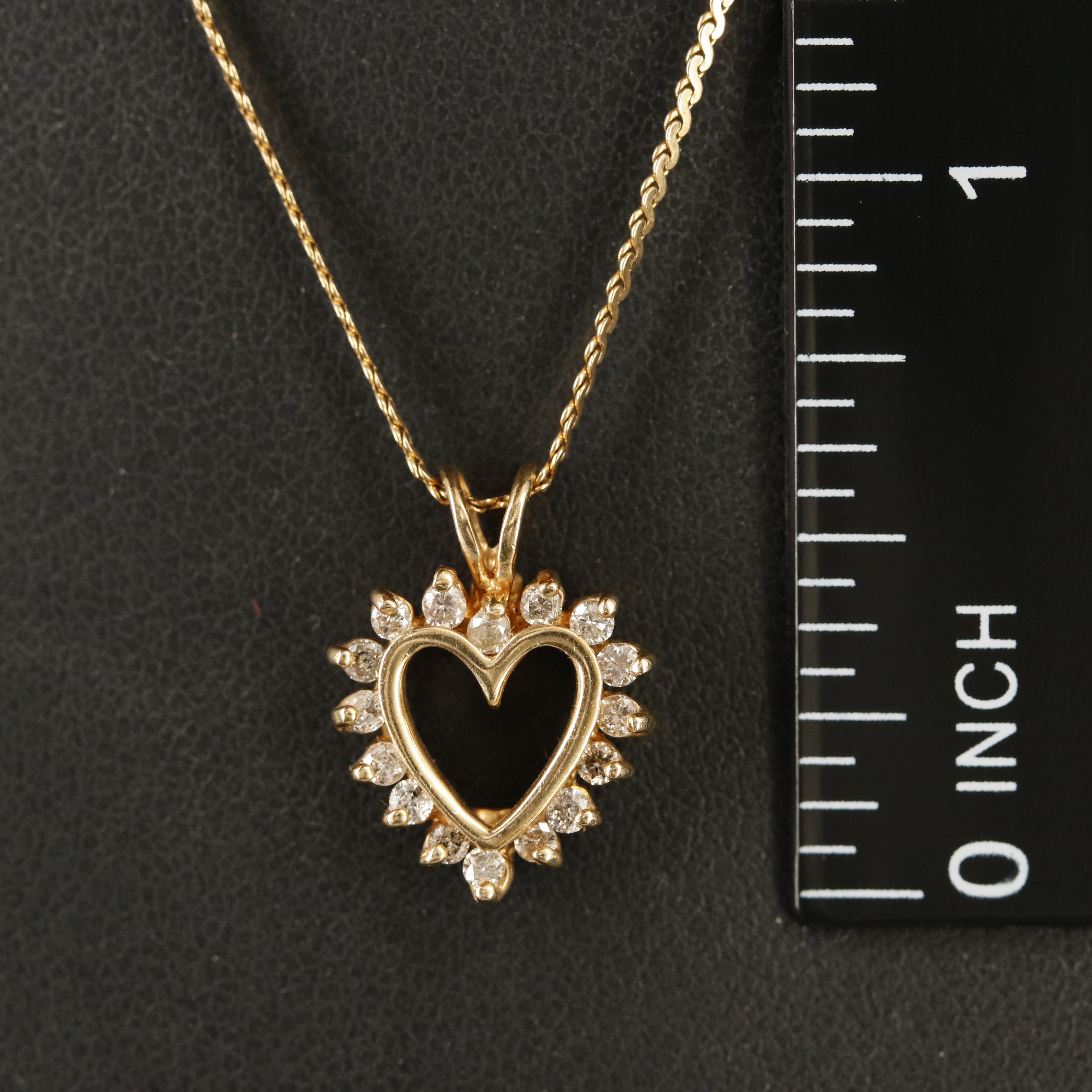 10K 0.24 CTW Diamond Heart Pendant on 14K Chain Necklace