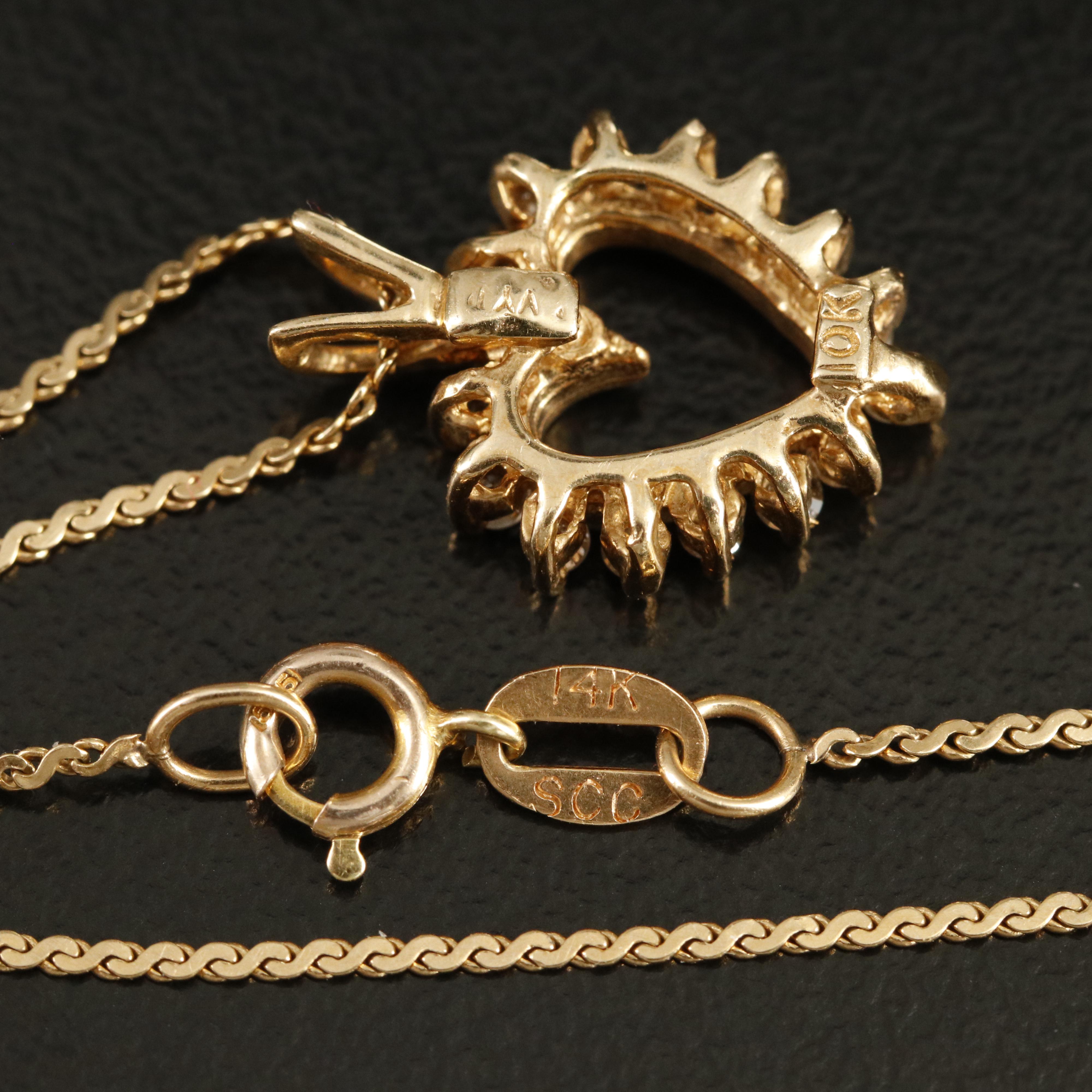 10K 0.24 CTW Diamond Heart Pendant on 14K Chain Necklace