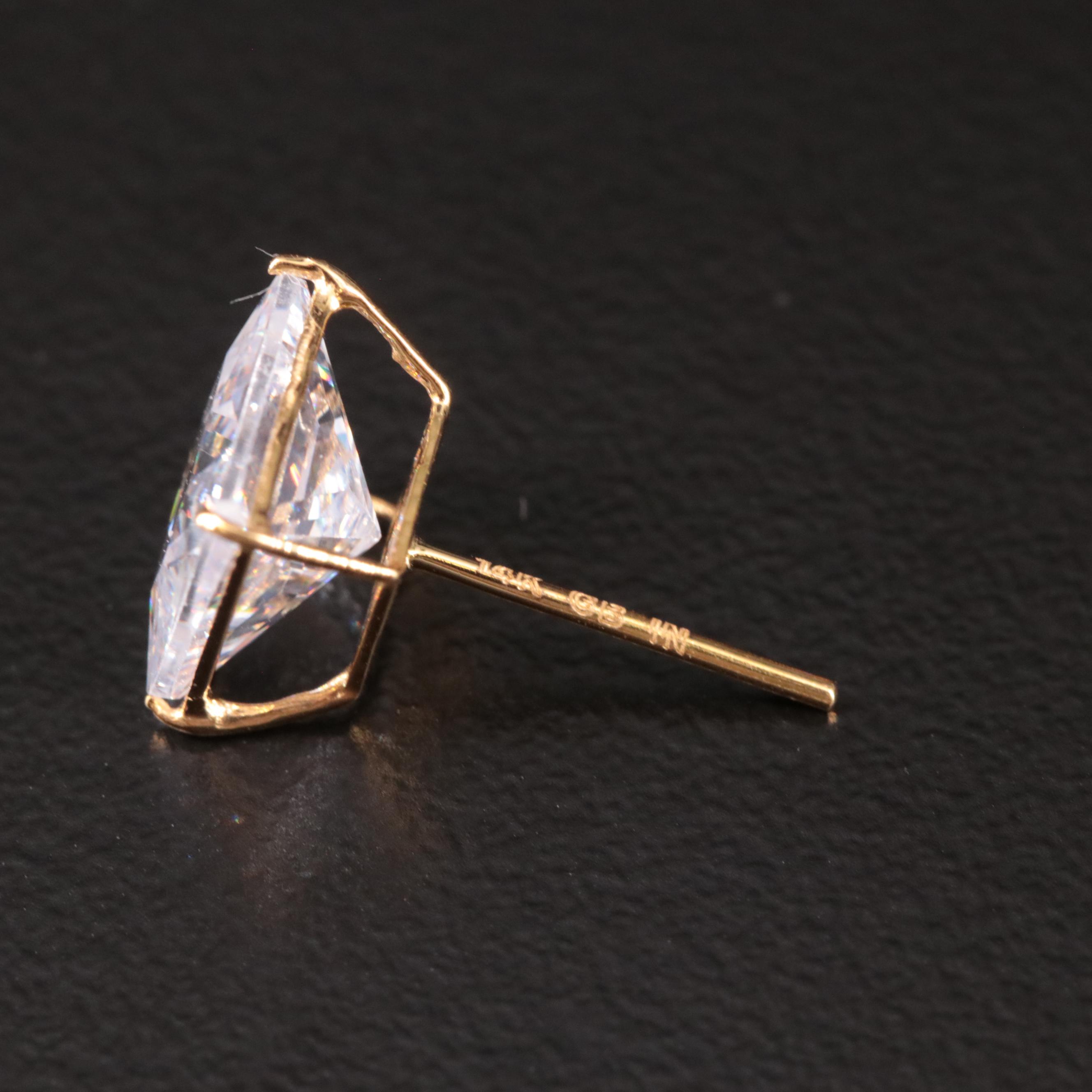 14K Cubic Zirconia Square Stud Earrings