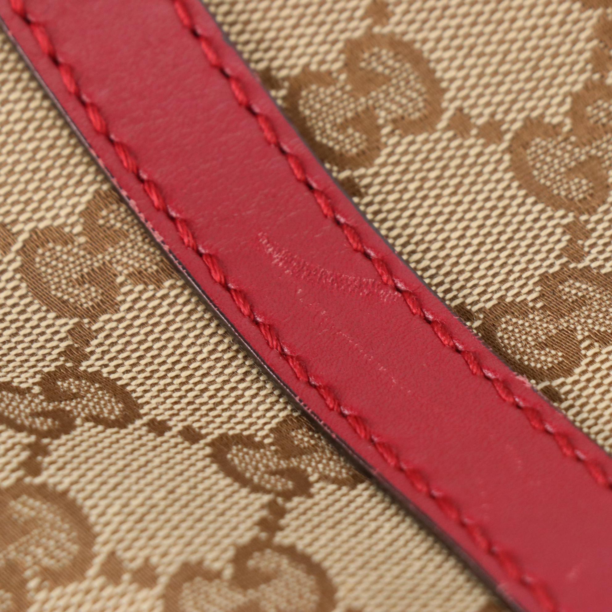 Gucci Lovely Heart Shoulder Bag in GG Canvas and Red Leather