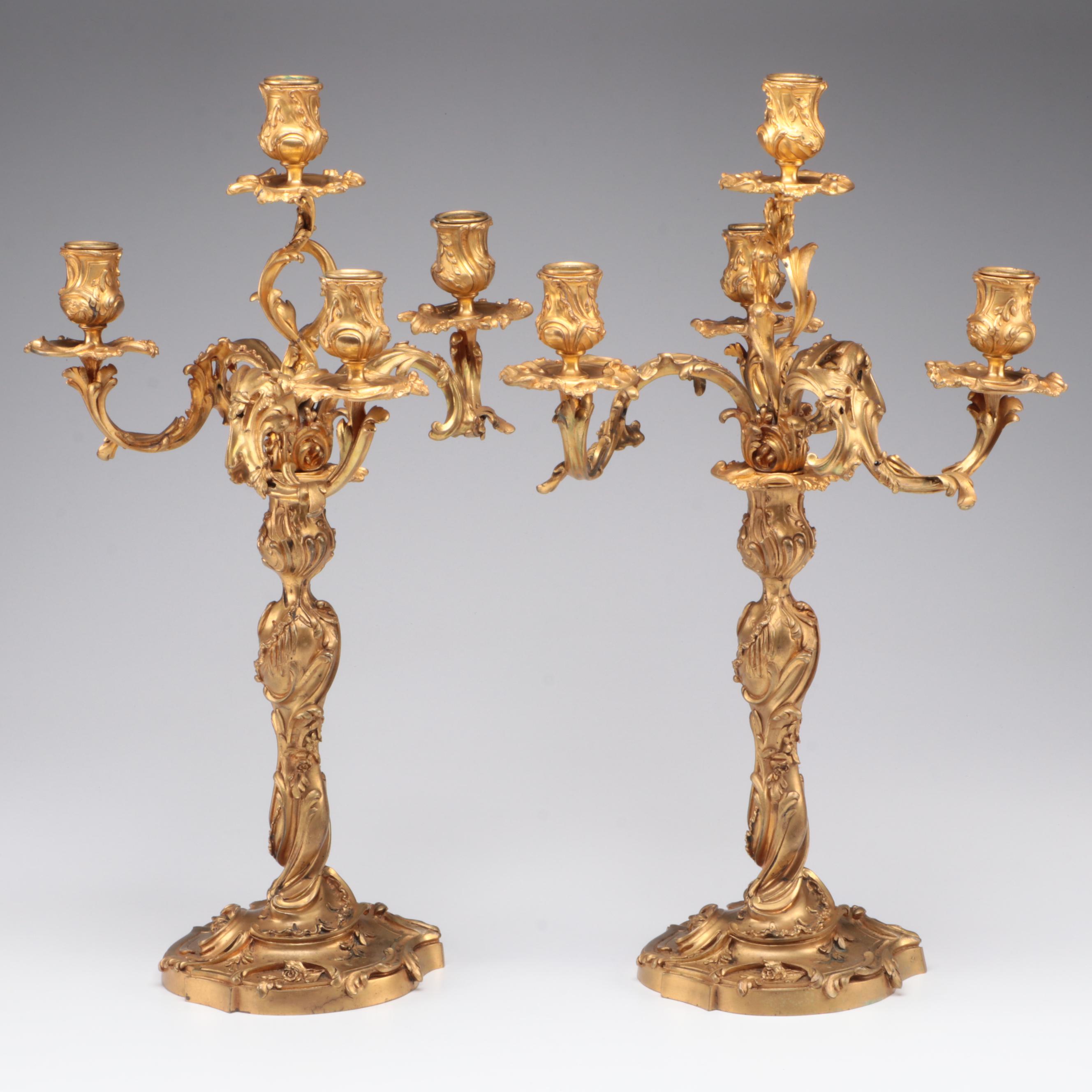 Pair of Ravinet d'Enfert Louis XV Style Ormolu Candelabra, Early 20th C