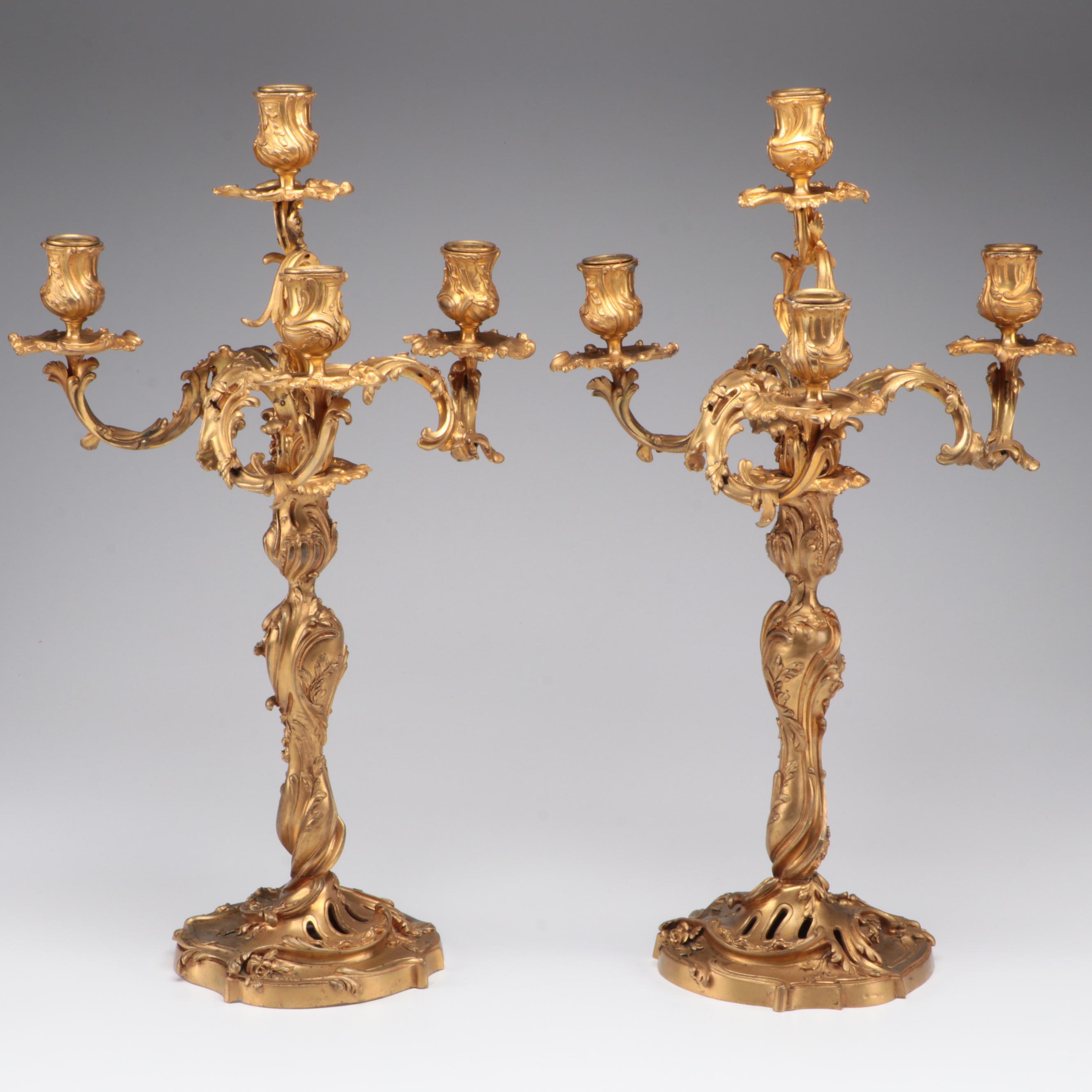 Pair of Ravinet d'Enfert Louis XV Style Ormolu Candelabra, Early 20th C