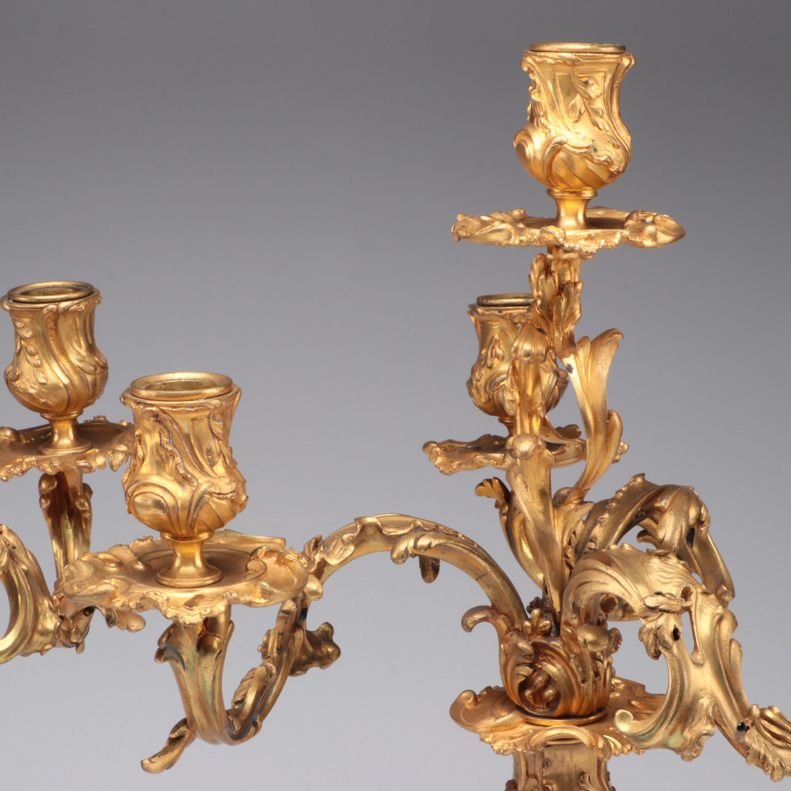 Pair of Ravinet d'Enfert Louis XV Style Ormolu Candelabra, Early 20th C