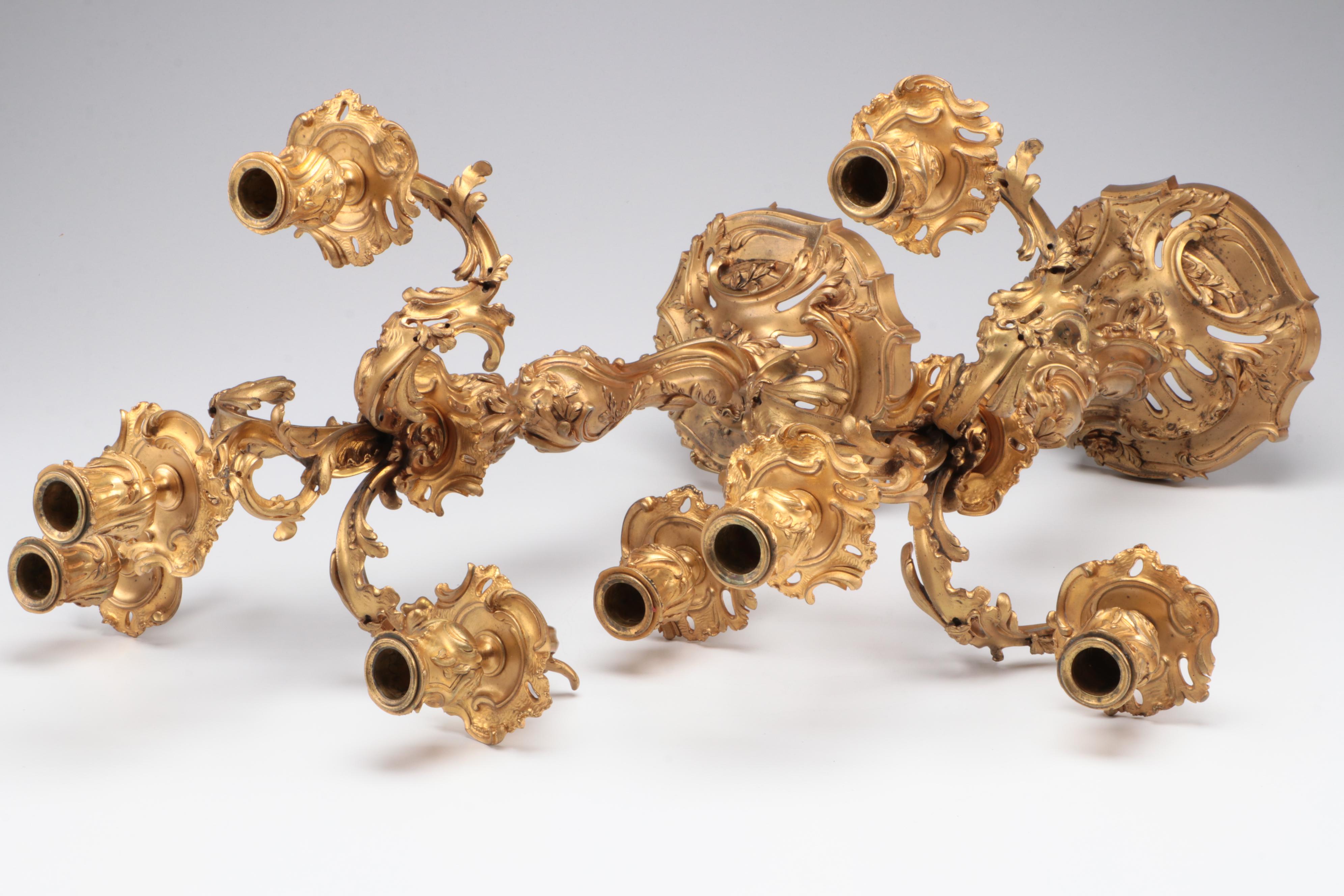 Pair of Ravinet d'Enfert Louis XV Style Ormolu Candelabra, Early 20th C