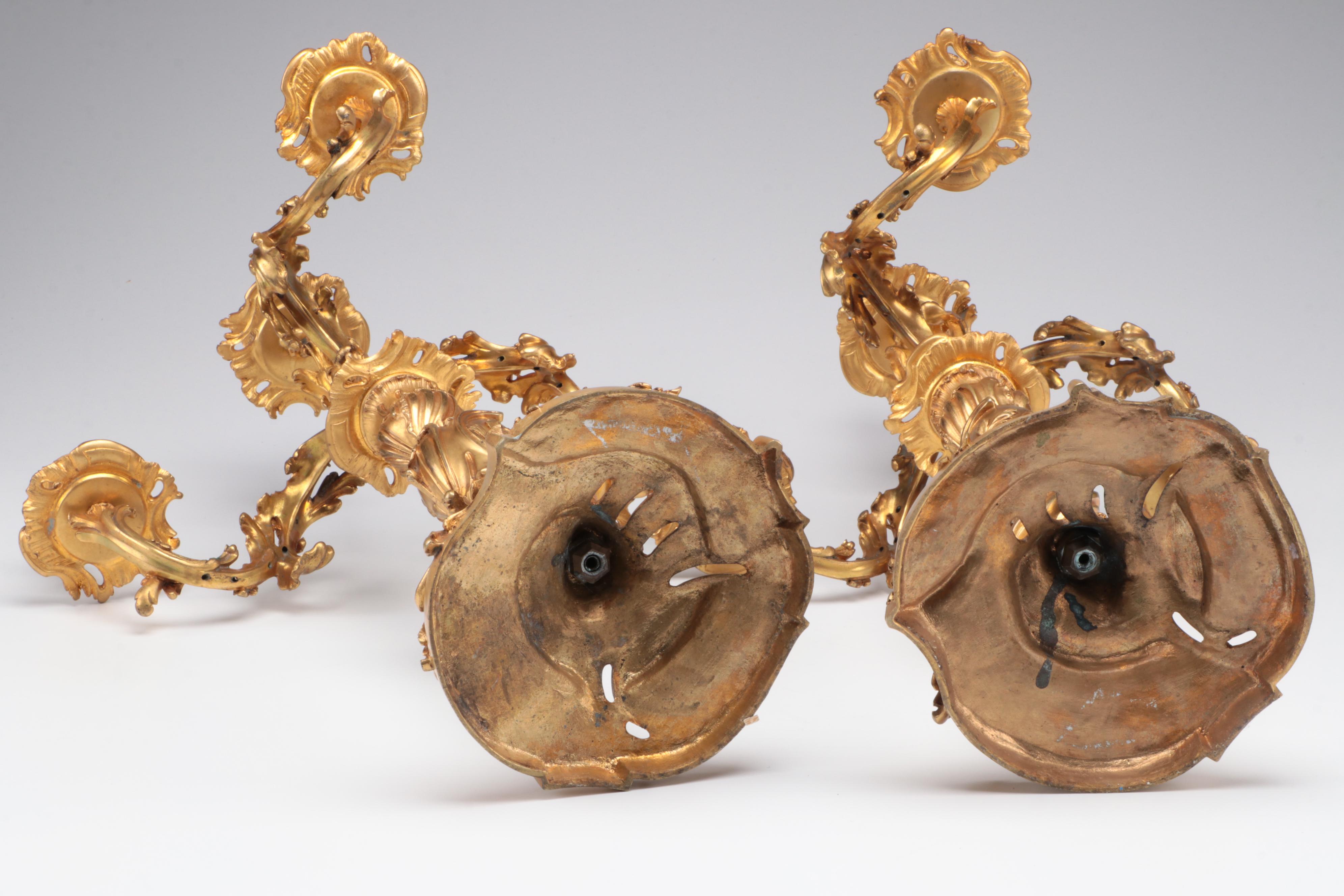 Pair of Ravinet d'Enfert Louis XV Style Ormolu Candelabra, Early 20th C