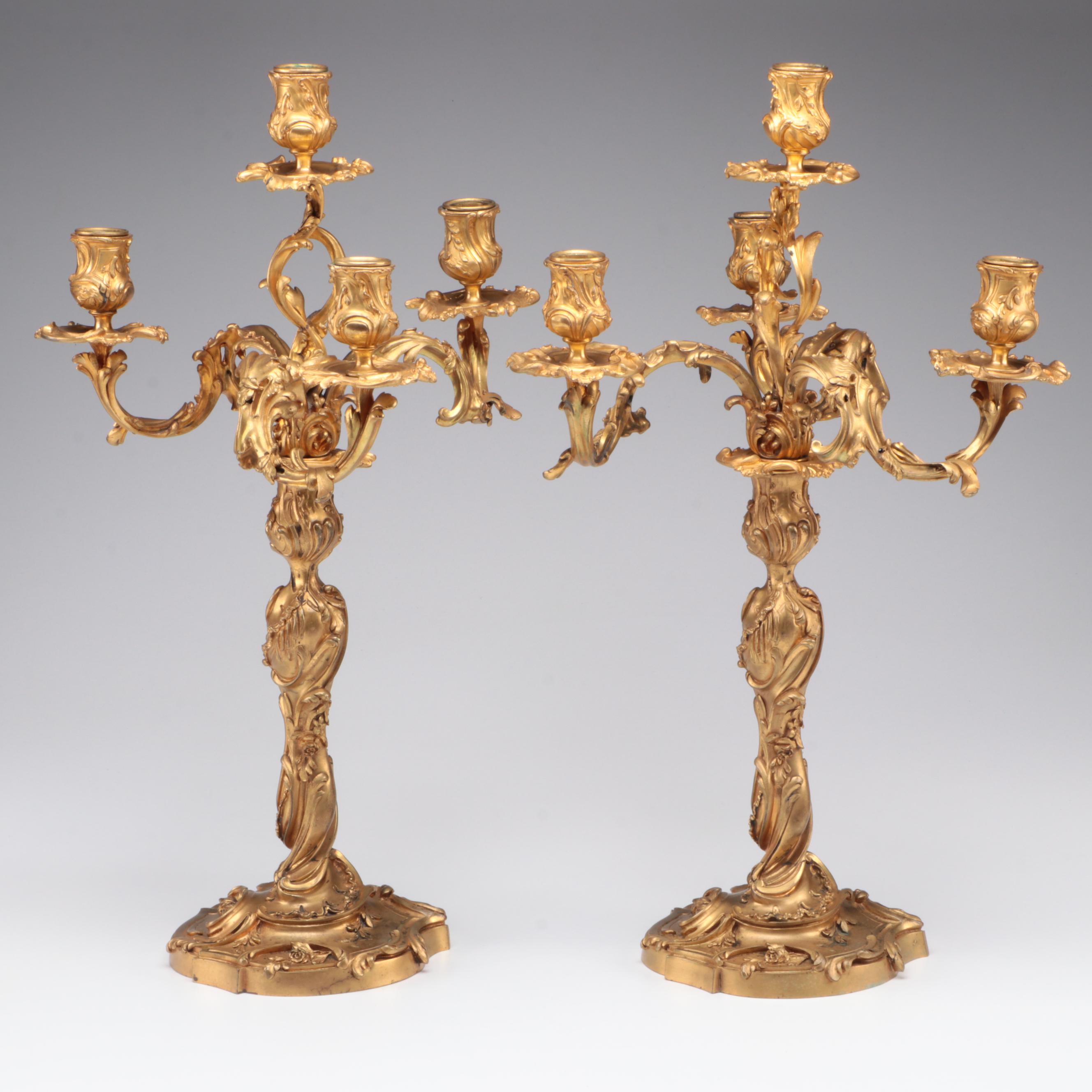 Pair of Ravinet d'Enfert Louis XV Style Ormolu Candelabra, Early 20th C