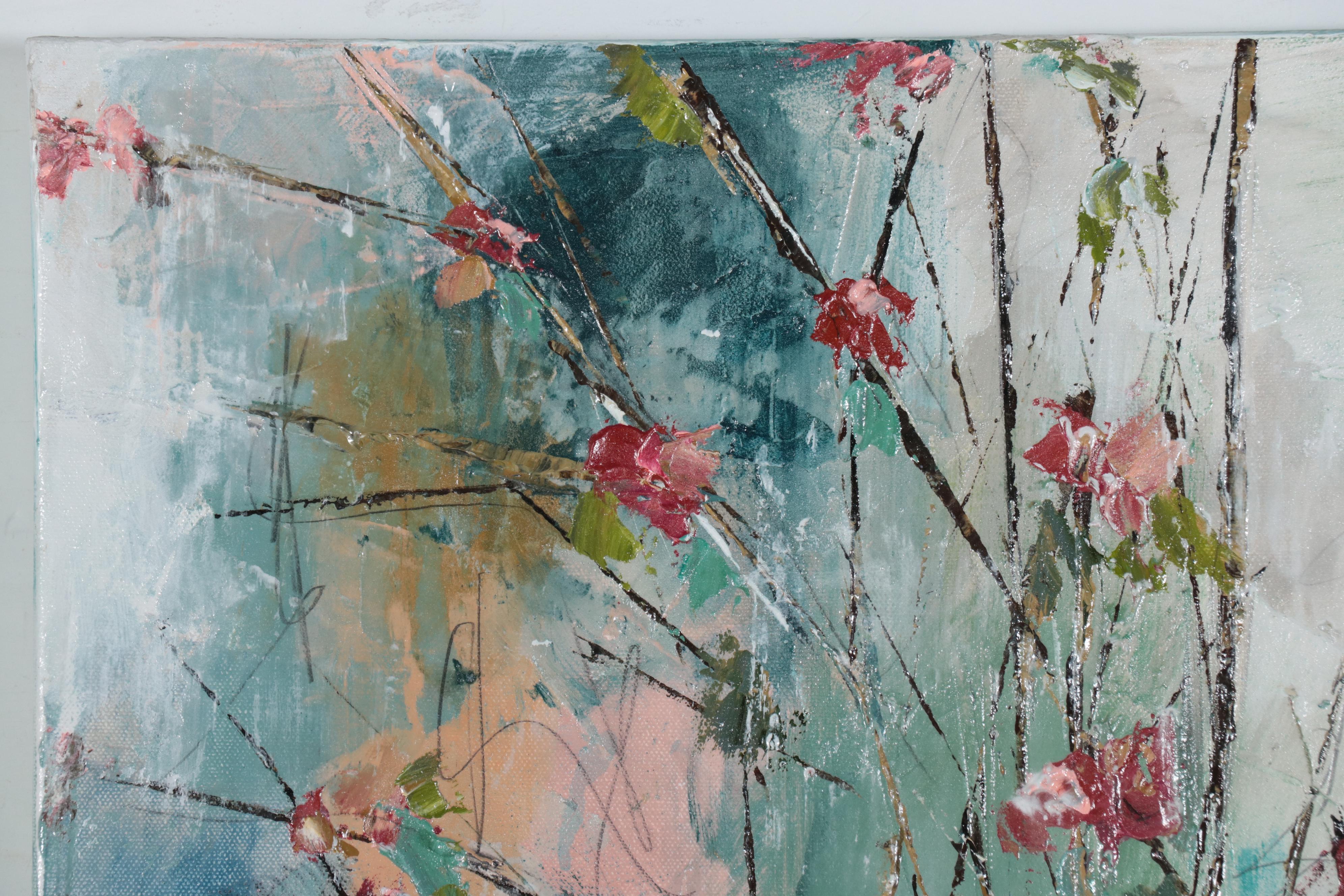 Melissa Payne Baker Floral Acrylic Painting "Fall Quince," 2017