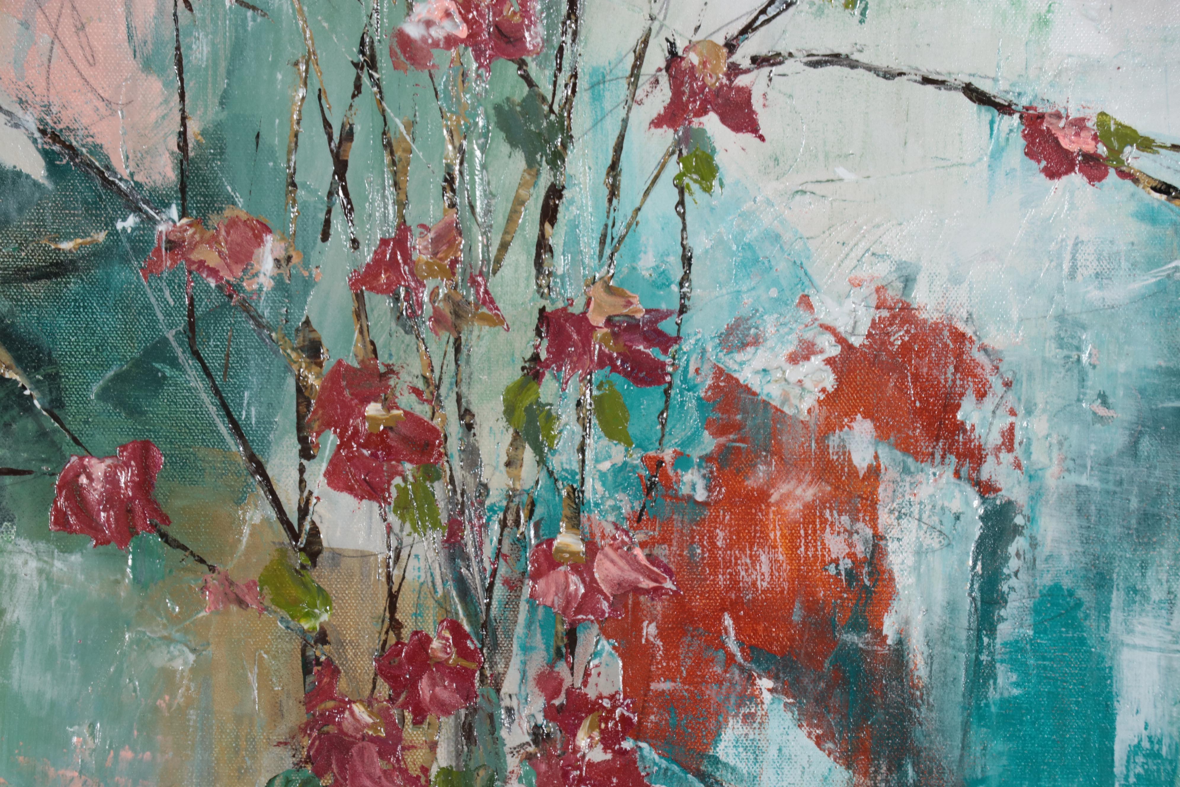 Melissa Payne Baker Floral Acrylic Painting "Fall Quince," 2017