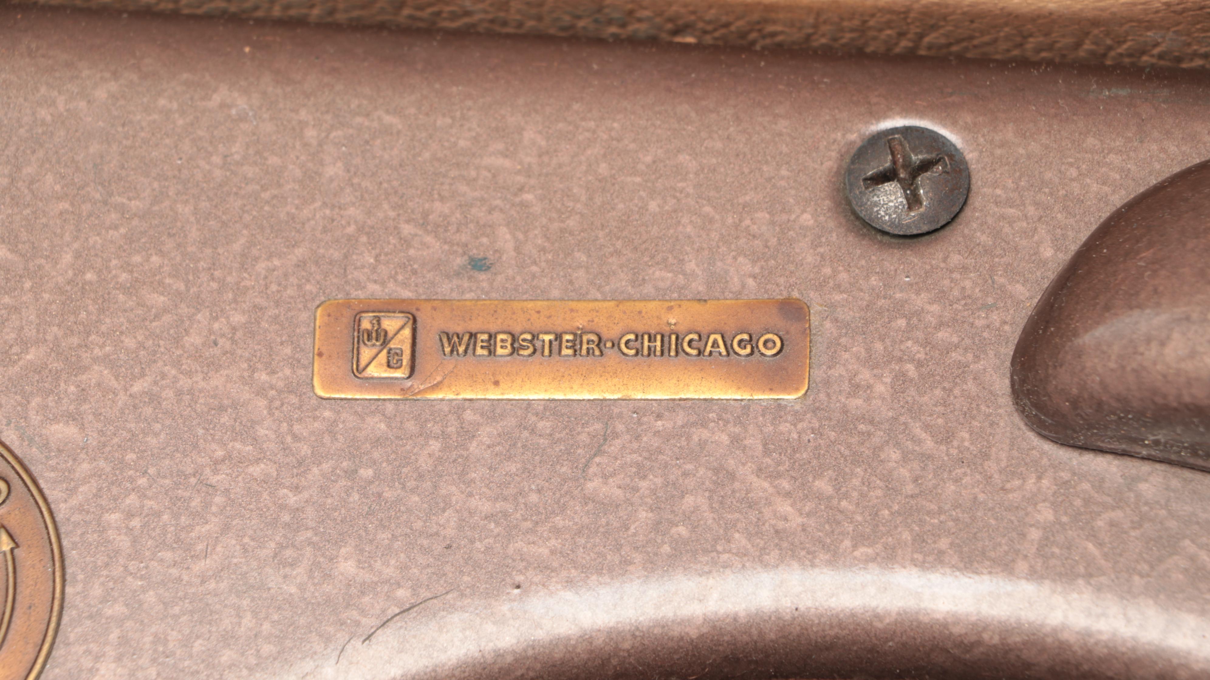 Webster-Chicago Portable Turntable With Record Albums and Vinyl Records