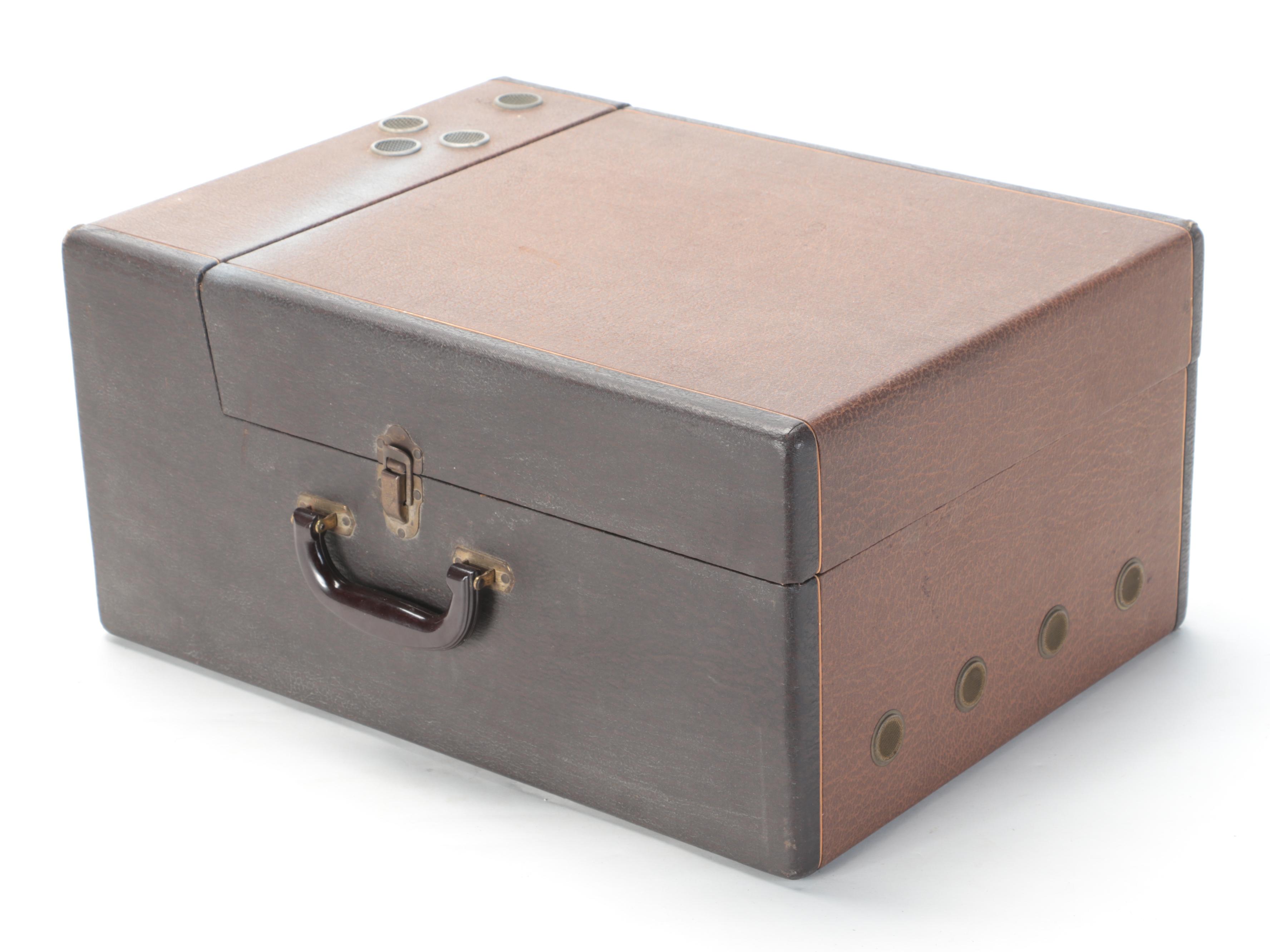 Webster-Chicago Portable Turntable With Record Albums and Vinyl Records