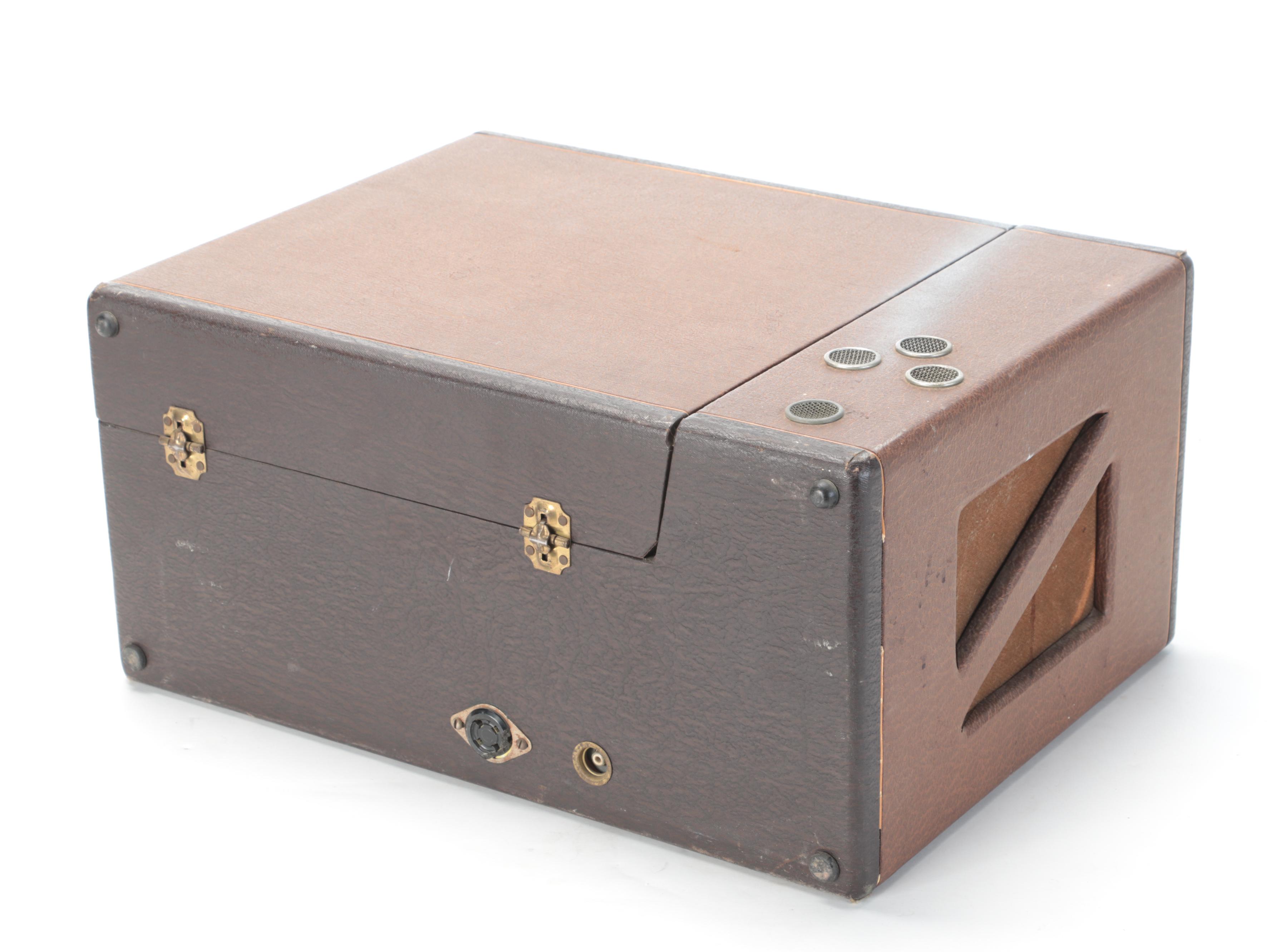 Webster-Chicago Portable Turntable With Record Albums and Vinyl Records