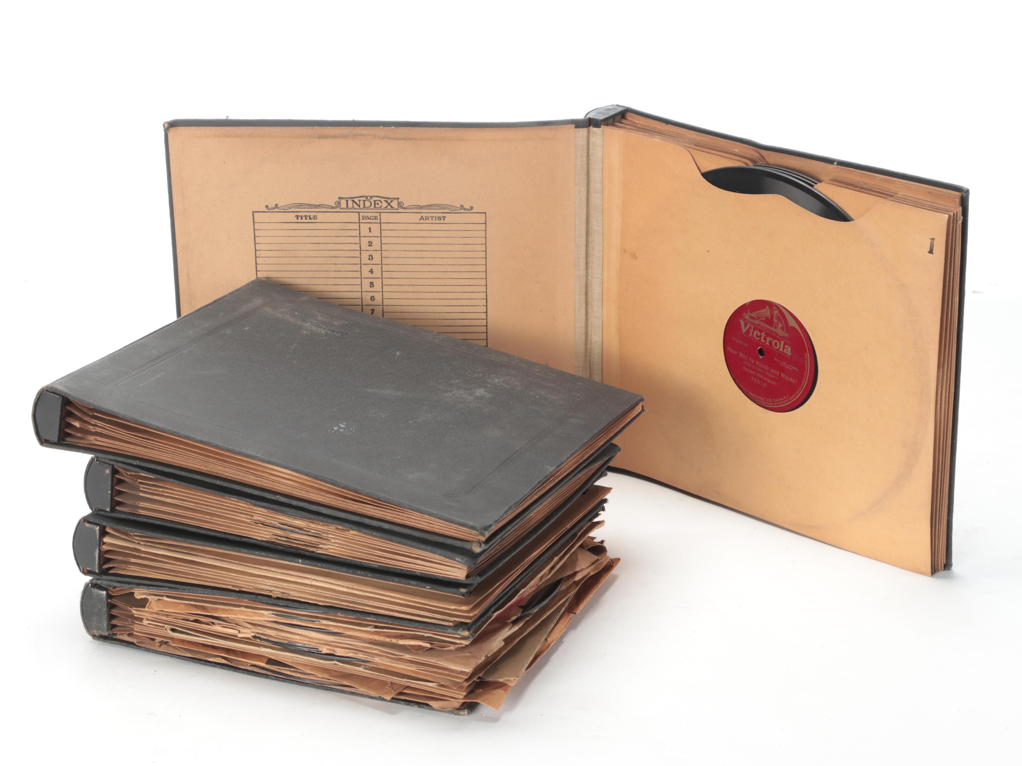 Webster-Chicago Portable Turntable With Record Albums and Vinyl Records