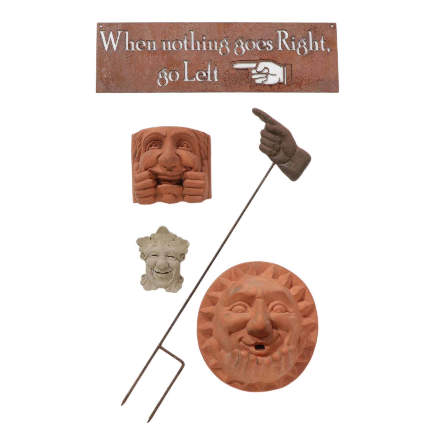 Carruth Studio Garden Sculpture and Wall Planter with Iron Manicule Décor