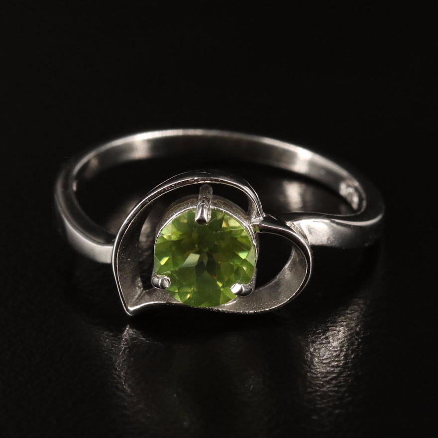 Sterling Peridot Heart Ring