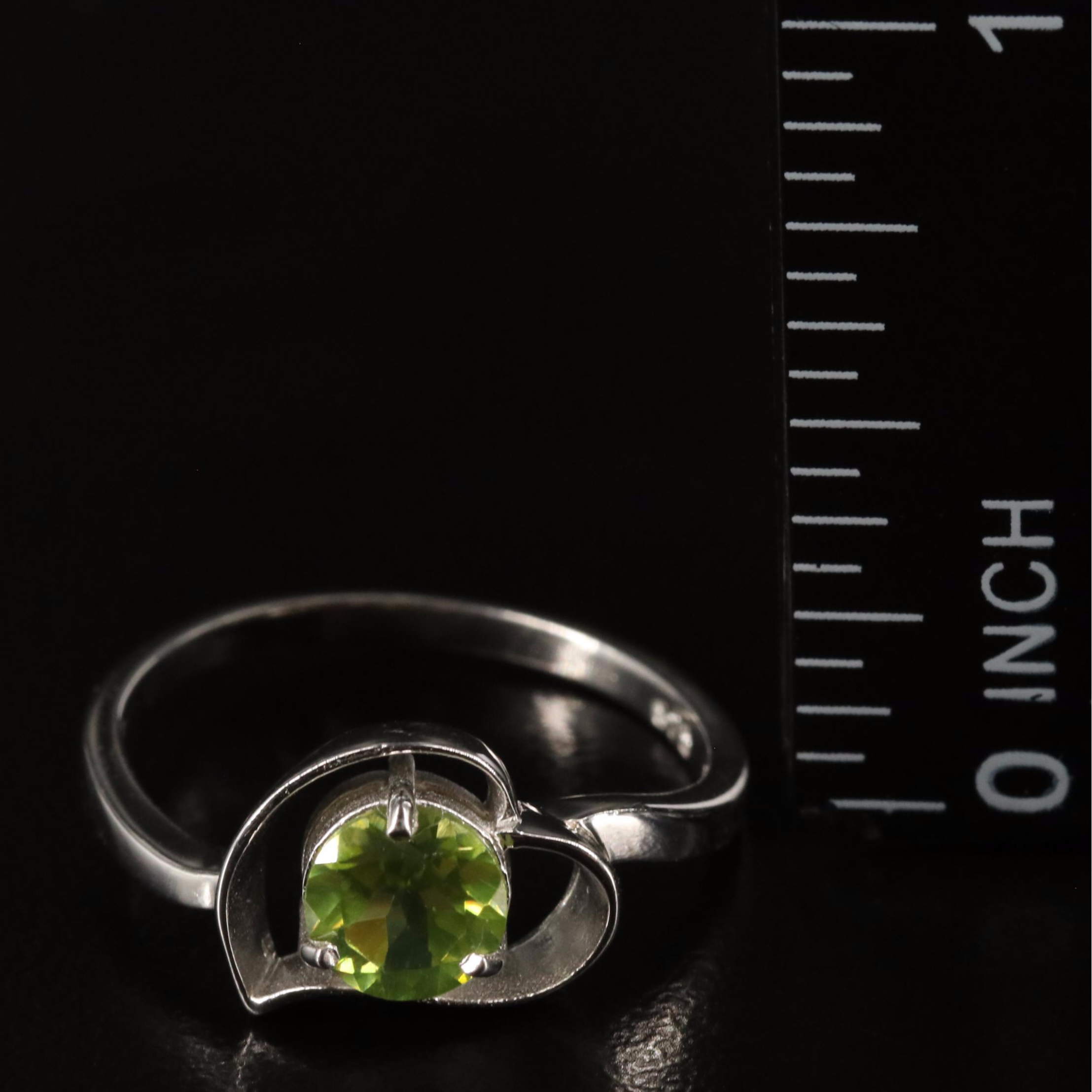 Sterling Peridot Heart Ring