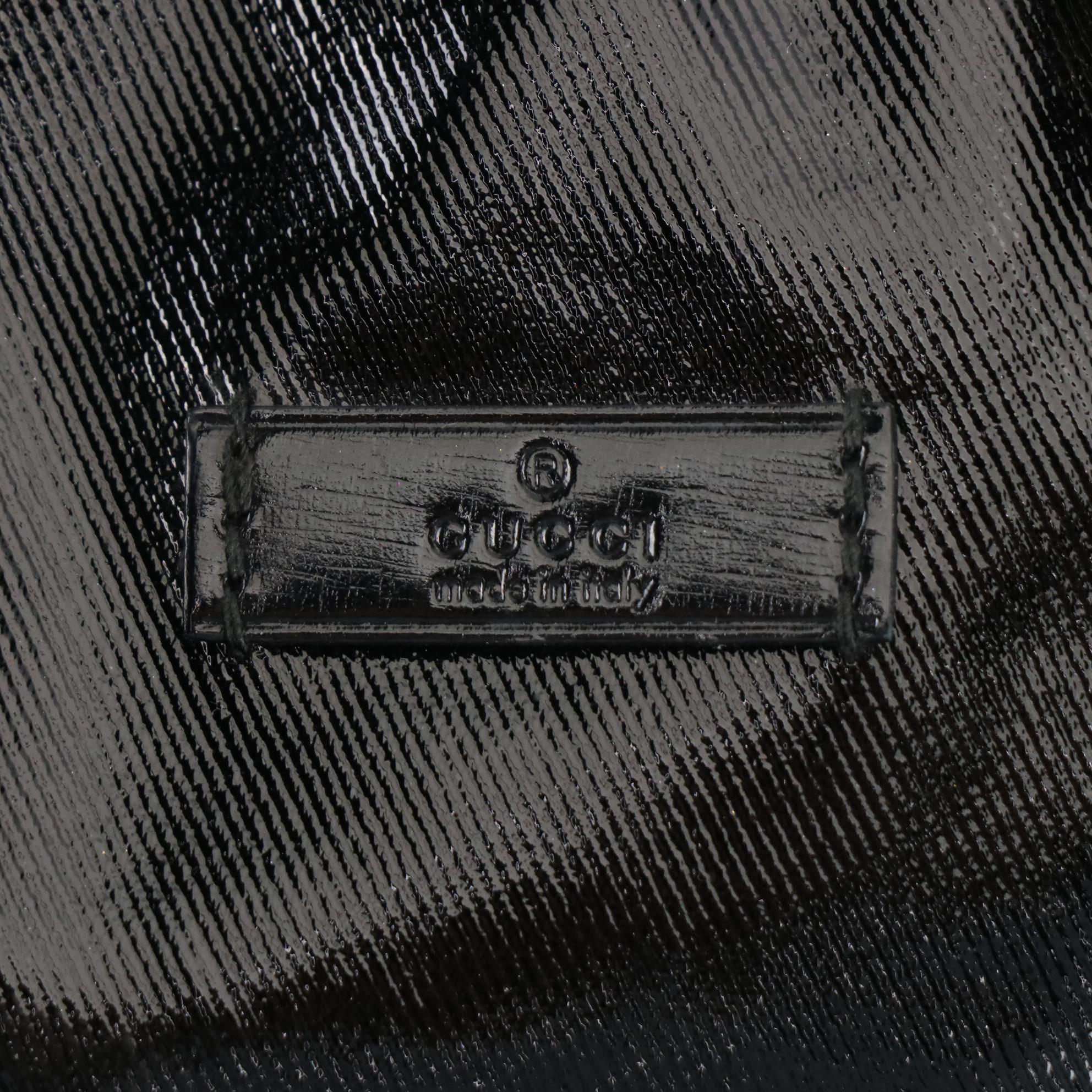 Gucci Small Joy Boston Handbag in Black Coated Nylon and Leather