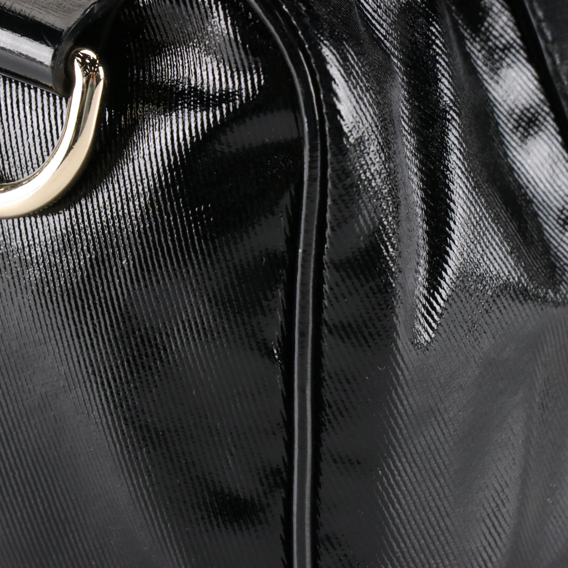 Gucci Small Joy Boston Handbag in Black Coated Nylon and Leather