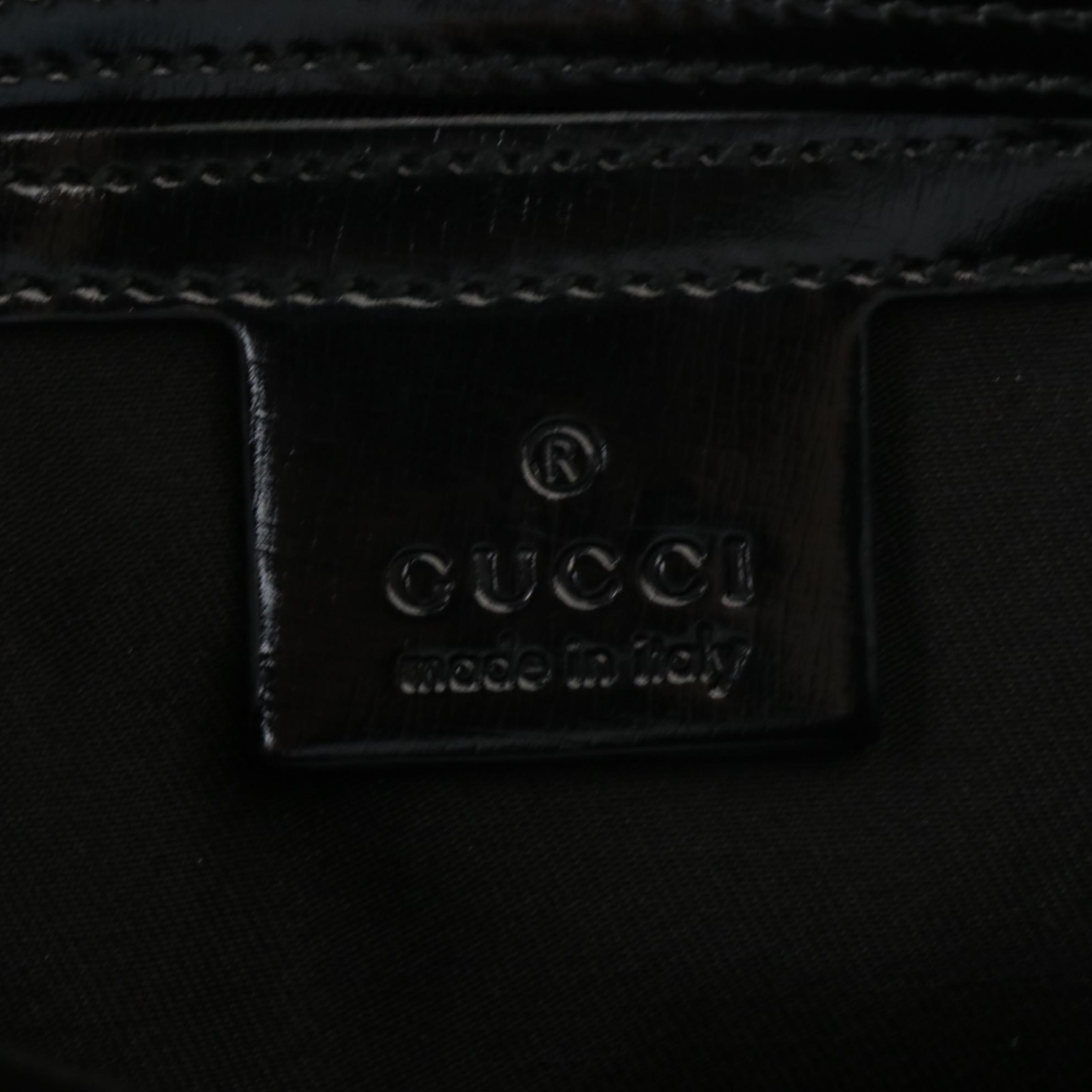 Gucci Small Joy Boston Handbag in Black Coated Nylon and Leather