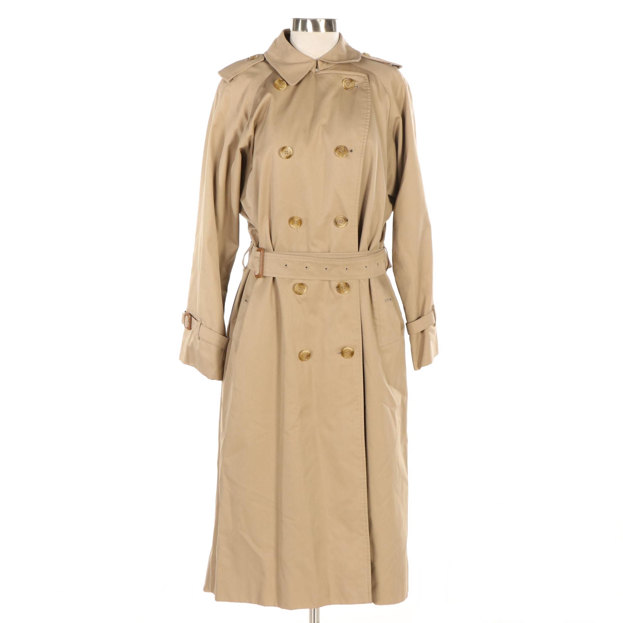 Burberrys Khaki Double-Breasted Trench Coat with Removable Wool Liner