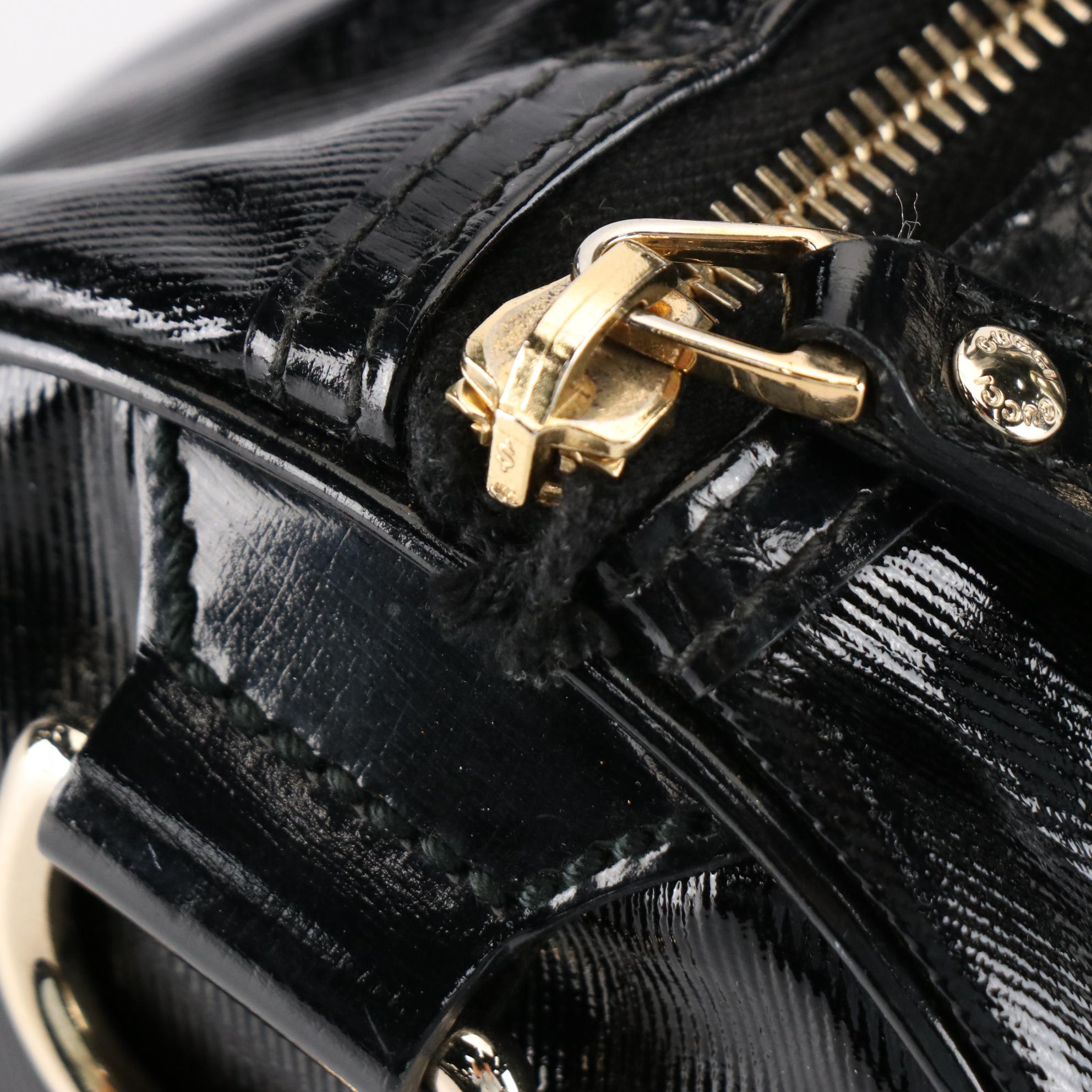 Gucci Small Joy Boston Handbag in Black Coated Nylon and Leather