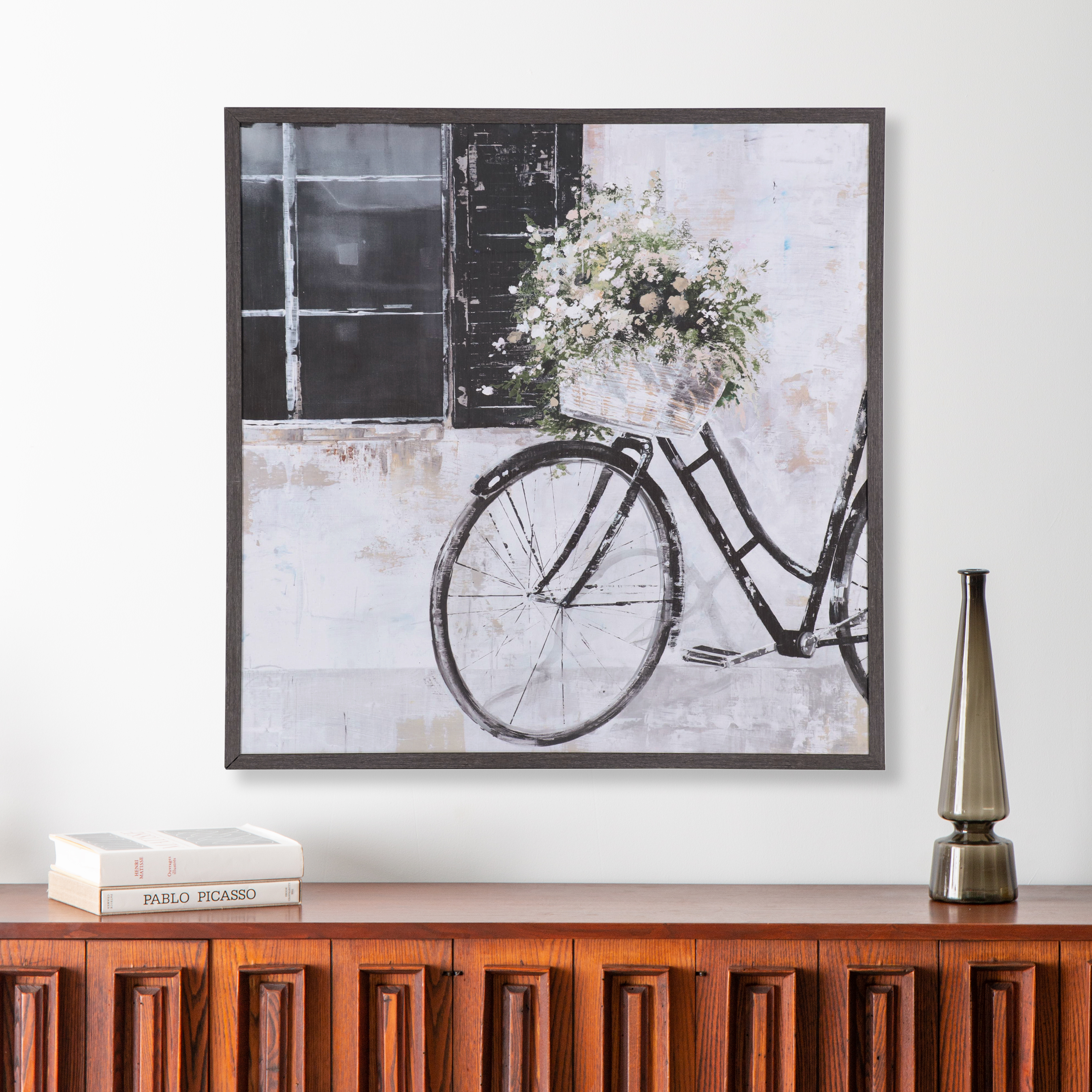 Giclée of Parked Bicycle With Basket of Flowers