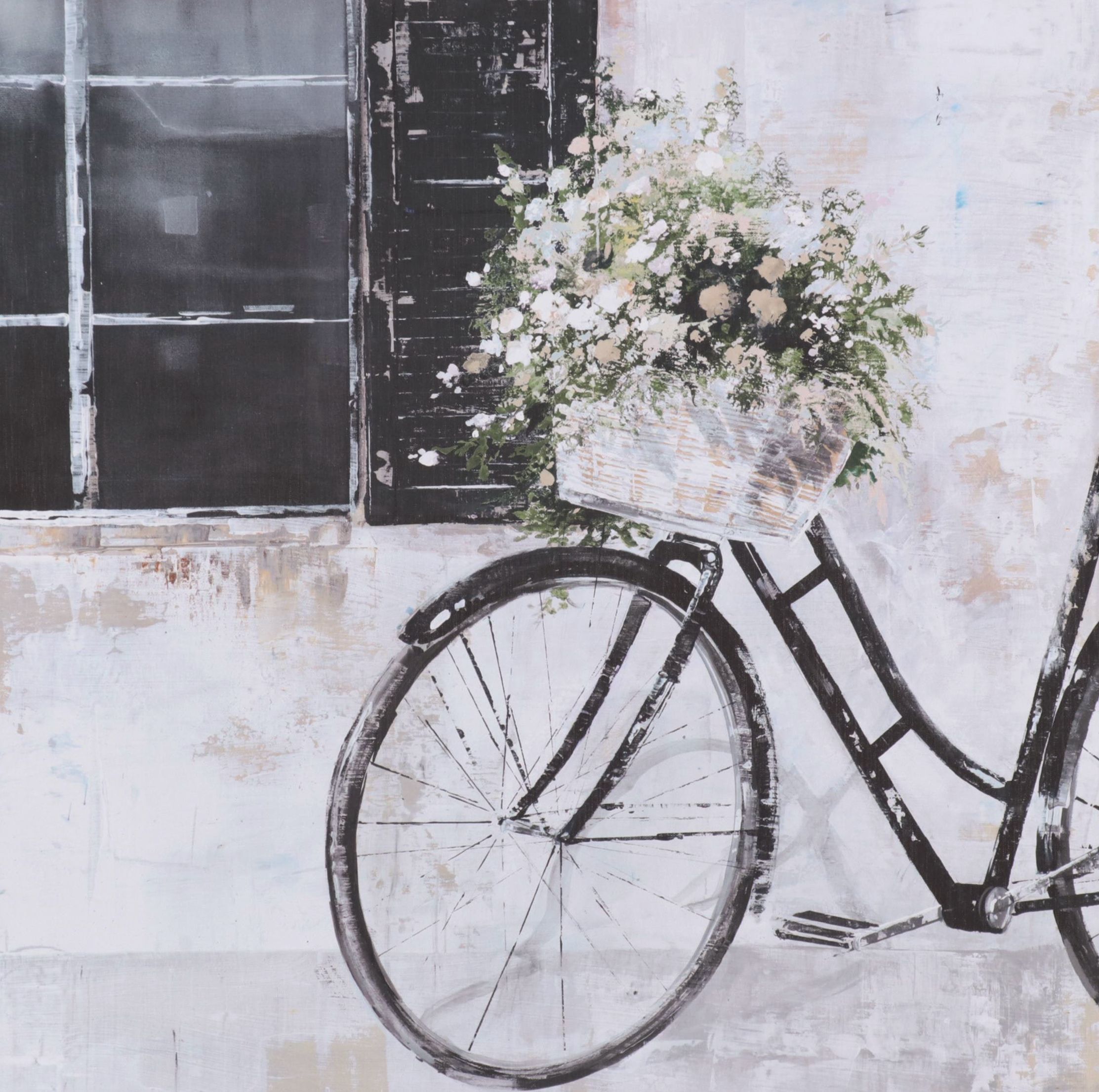 Giclée of Parked Bicycle With Basket of Flowers