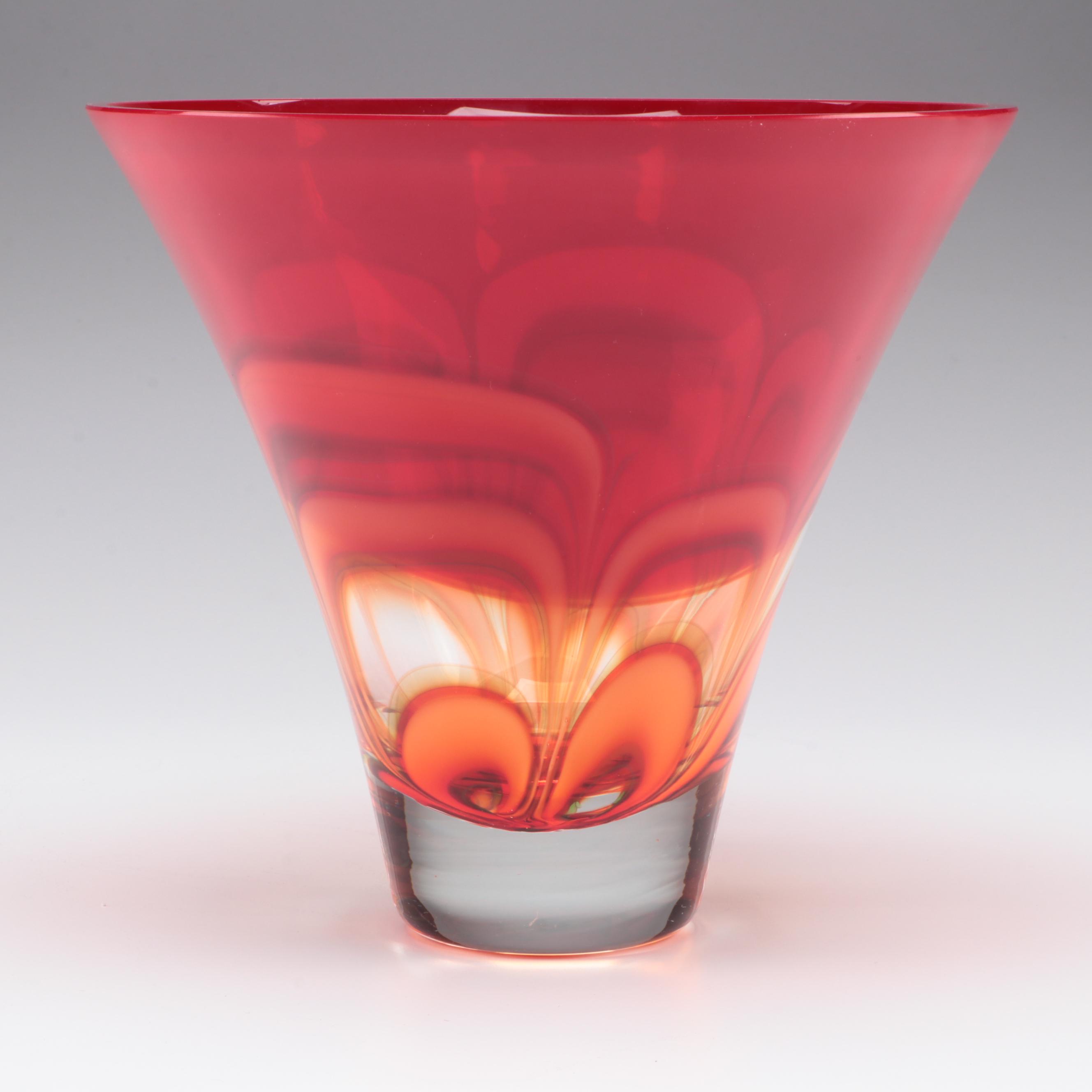 Waterford Crystal "Evolution" Red and Amber Flared Bowl, 2005–2016
