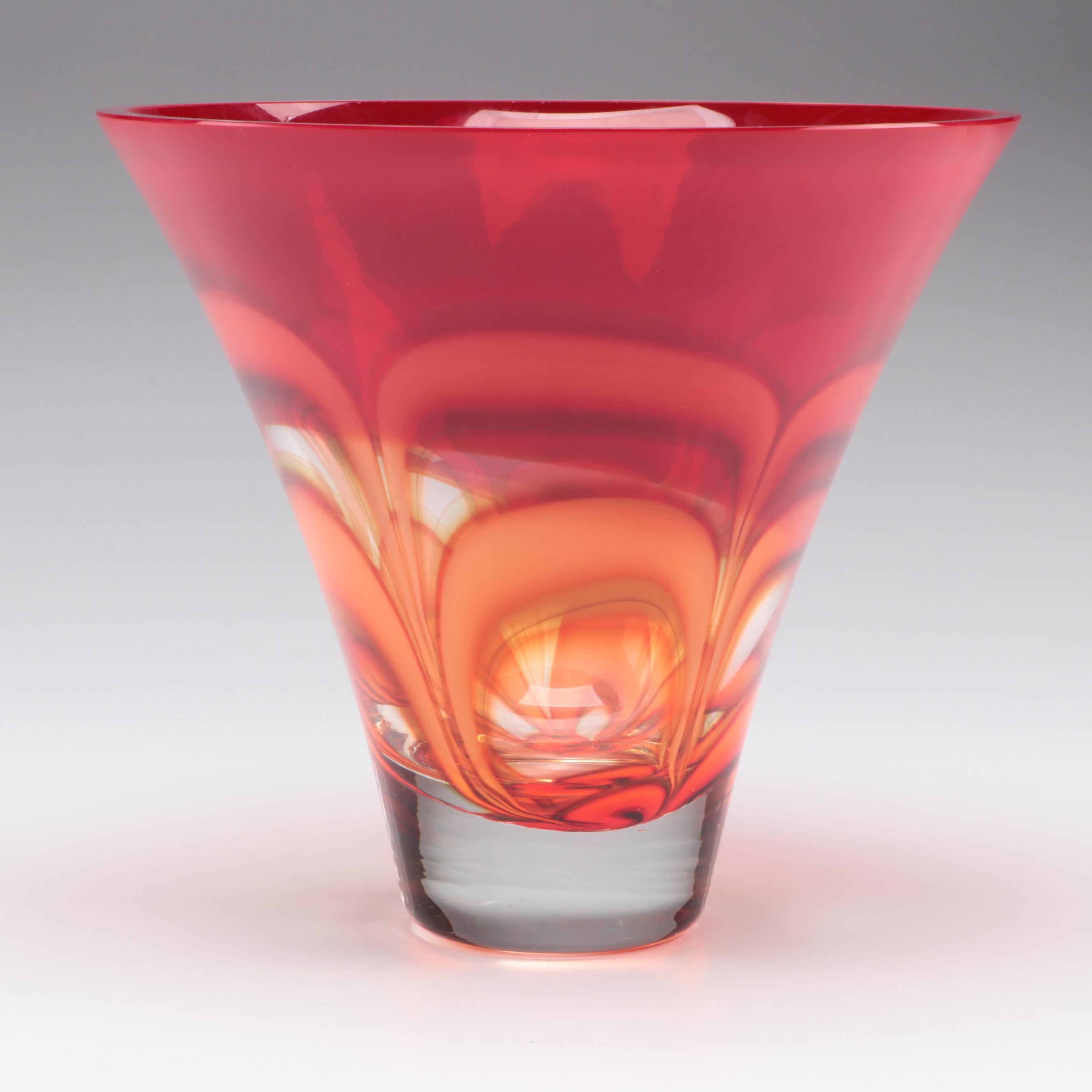 Waterford Crystal "Evolution" Red and Amber Flared Bowl, 2005–2016