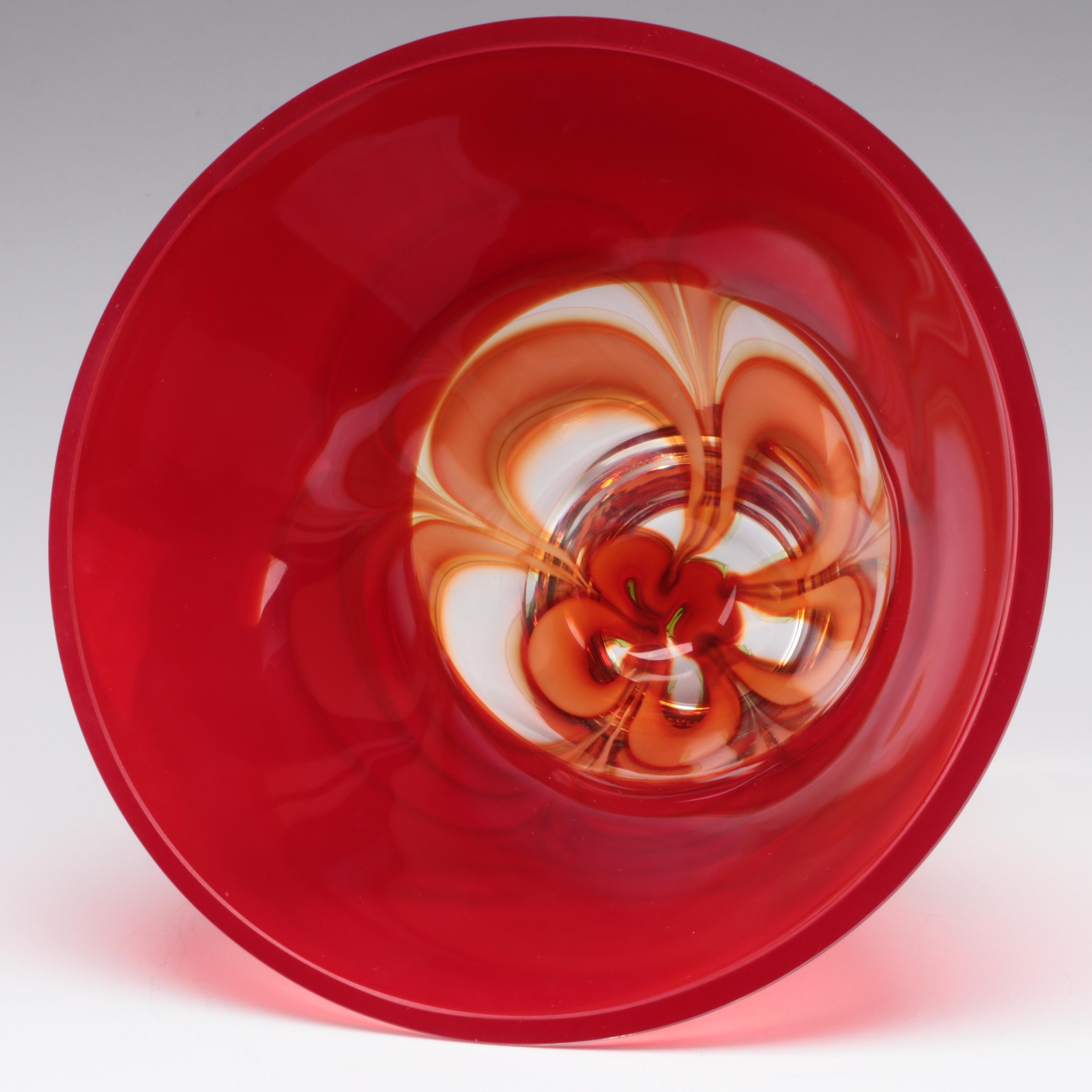 Waterford Crystal "Evolution" Red and Amber Flared Bowl, 2005–2016