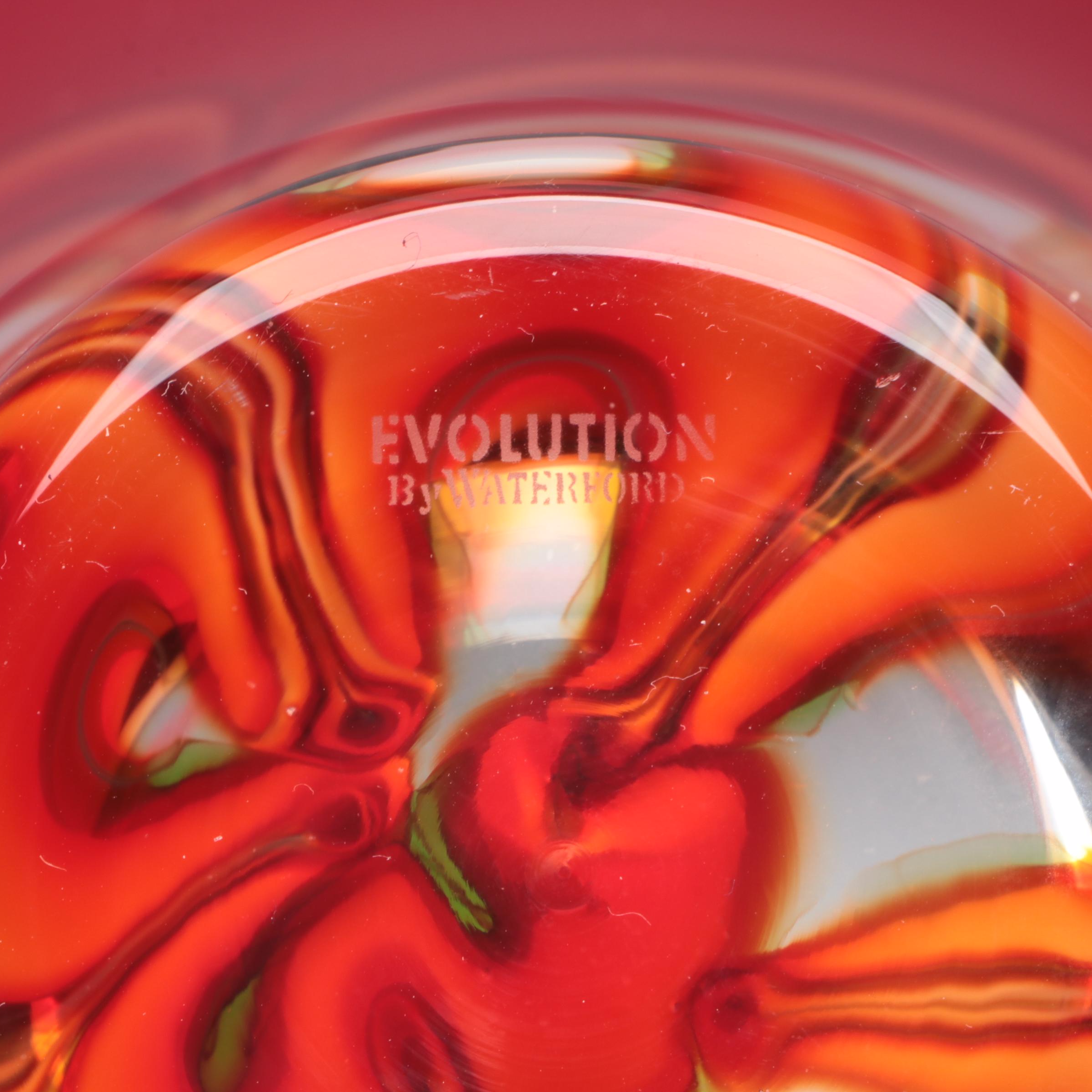 Waterford Crystal "Evolution" Red and Amber Flared Bowl, 2005–2016
