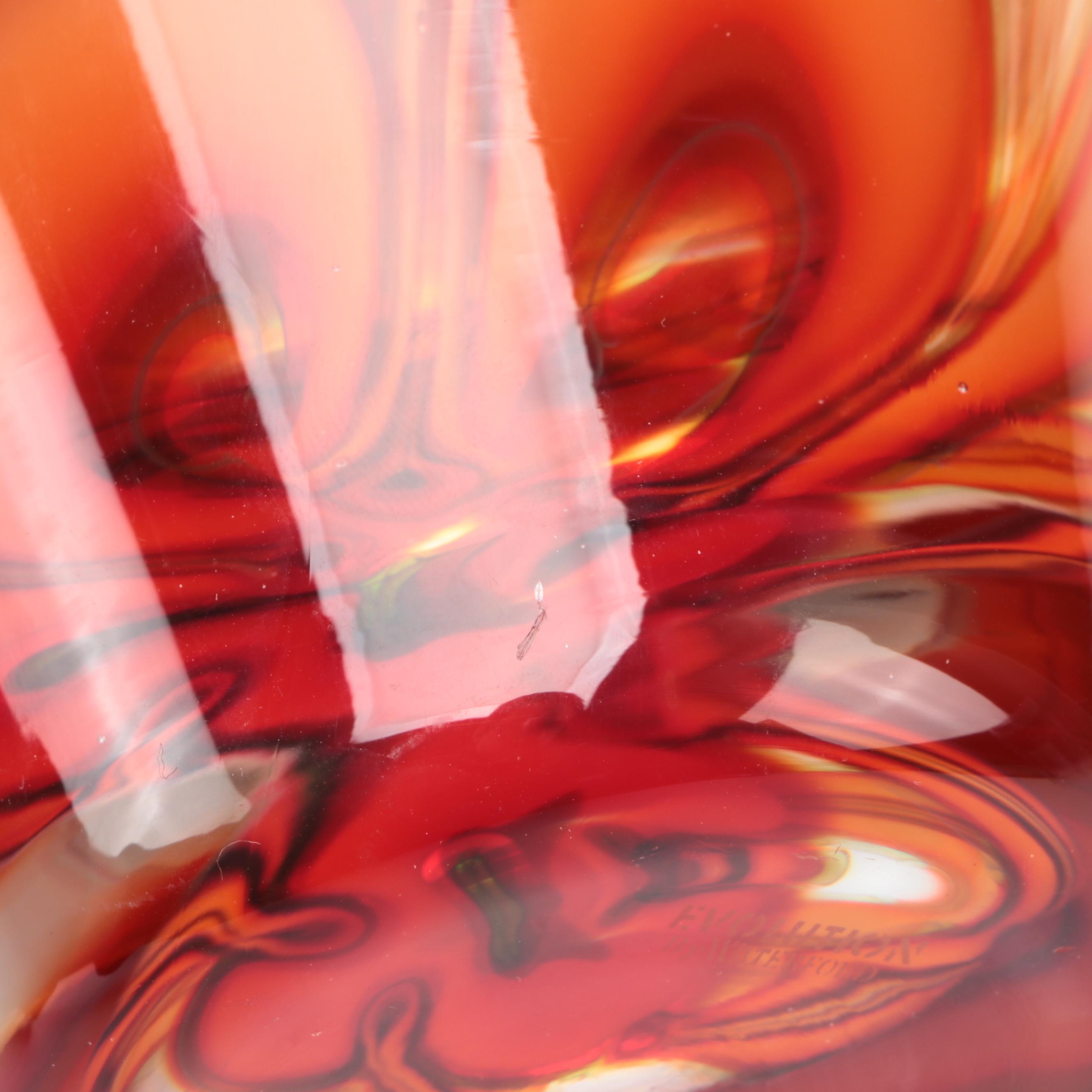 Waterford Crystal "Evolution" Red and Amber Flared Bowl, 2005–2016