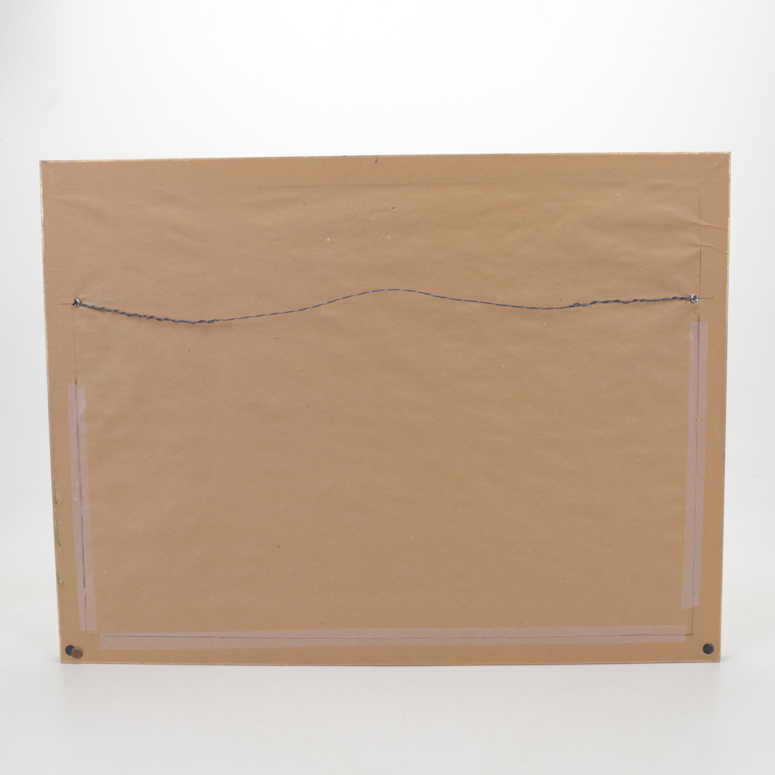 Still Life Oil Painting of Pansy Flowers in Basket, Circa 1930