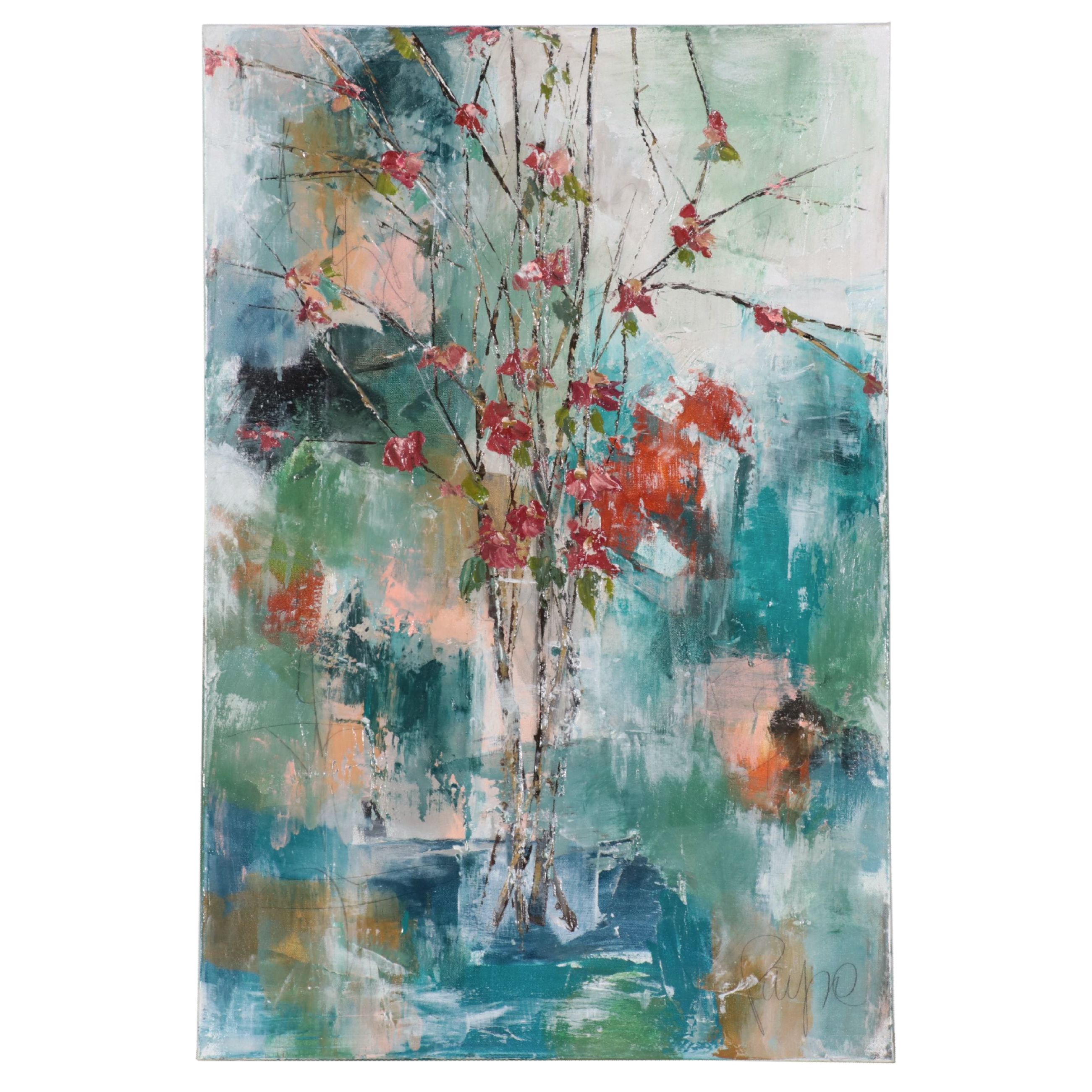 Melissa Payne Baker Floral Acrylic Painting "Fall Quince," 2017