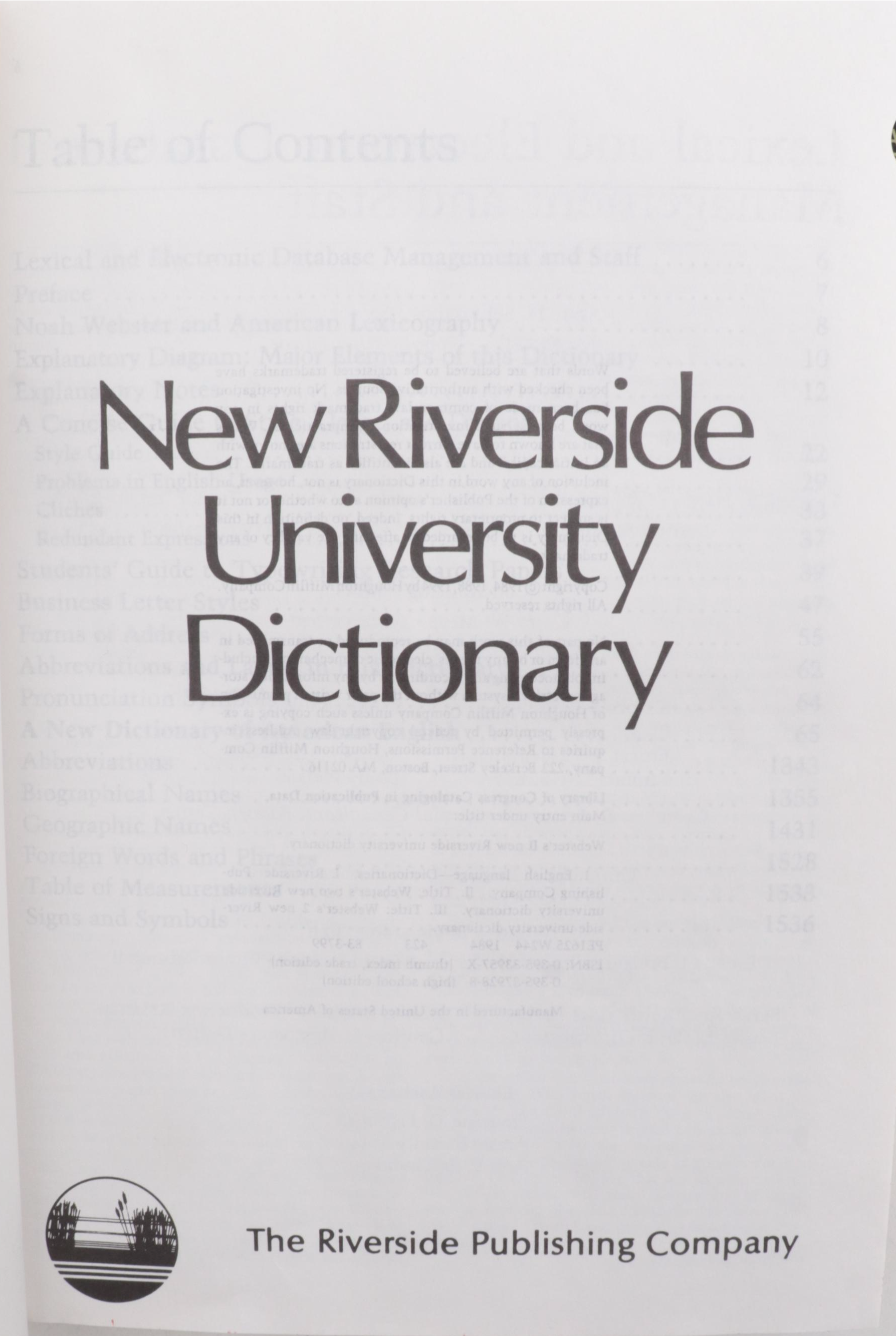 "Webster's II New Riverside University Dictionary" by Howard Webber and More